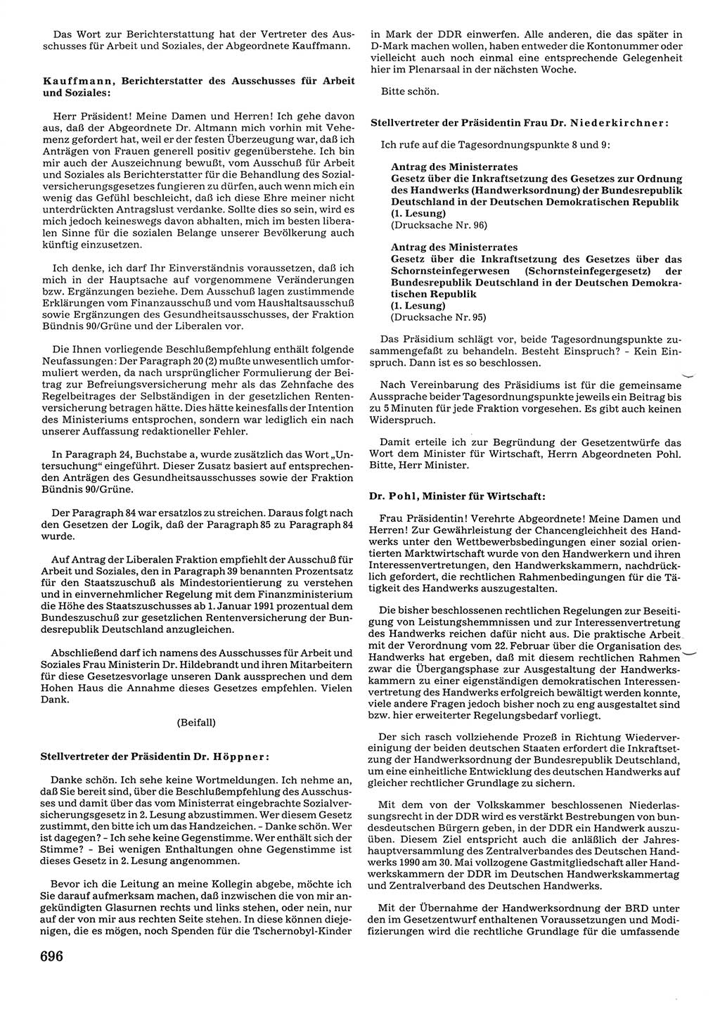 Tagungen der Volkskammer (VK) der Deutschen Demokratischen Republik (DDR), 10. Wahlperiode 1990, Seite 696 (VK. DDR 10. WP. 1990, Prot. Tg. 1-38, 5.4.-2.10.1990, S. 696)