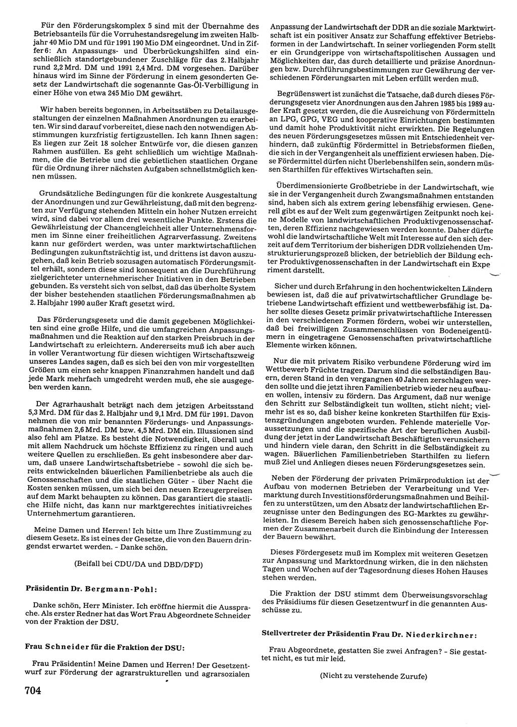 Tagungen der Volkskammer (VK) der Deutschen Demokratischen Republik (DDR), 10. Wahlperiode 1990, Seite 704 (VK. DDR 10. WP. 1990, Prot. Tg. 1-38, 5.4.-2.10.1990, S. 704)