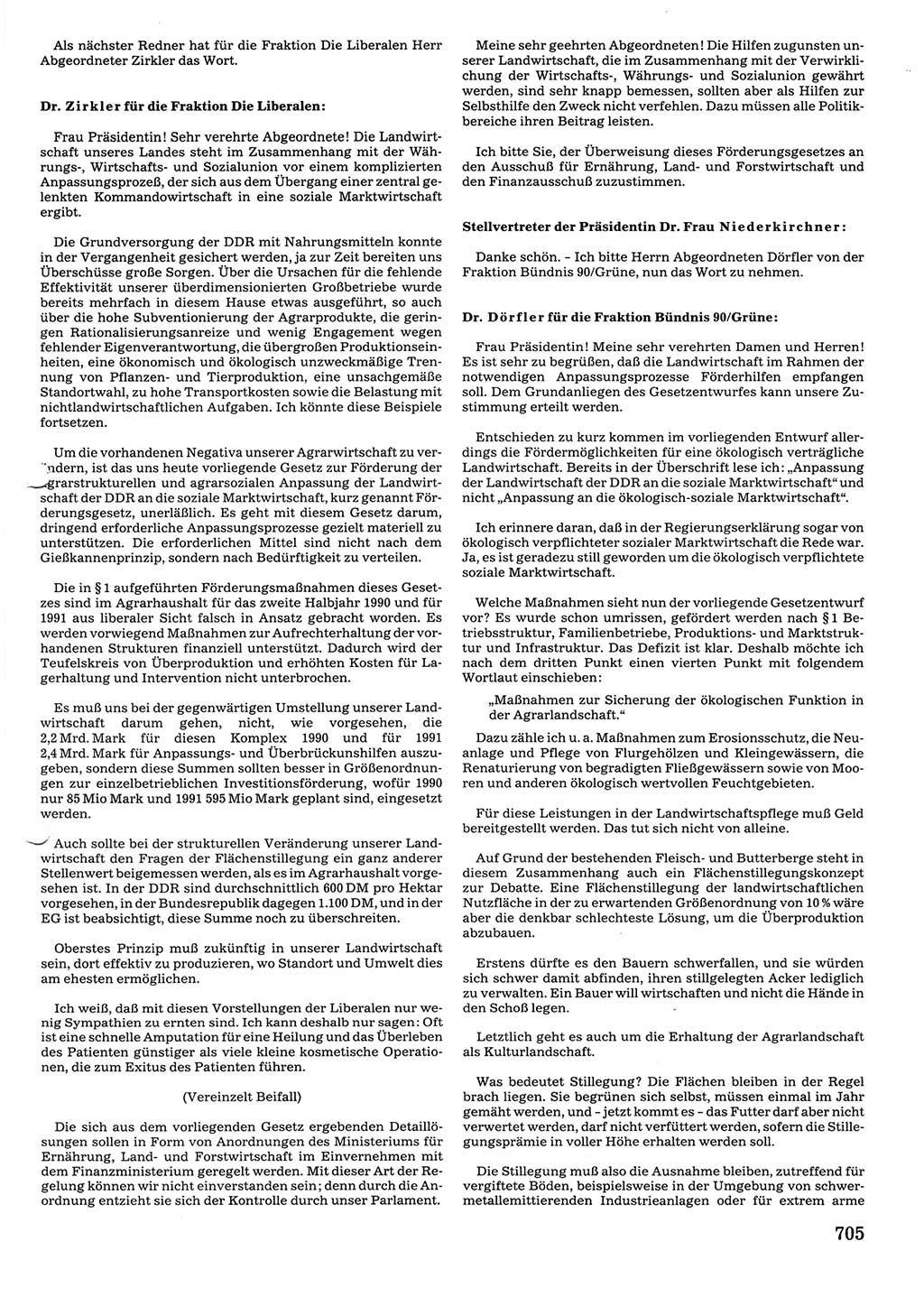 Tagungen der Volkskammer (VK) der Deutschen Demokratischen Republik (DDR), 10. Wahlperiode 1990, Seite 705 (VK. DDR 10. WP. 1990, Prot. Tg. 1-38, 5.4.-2.10.1990, S. 705)