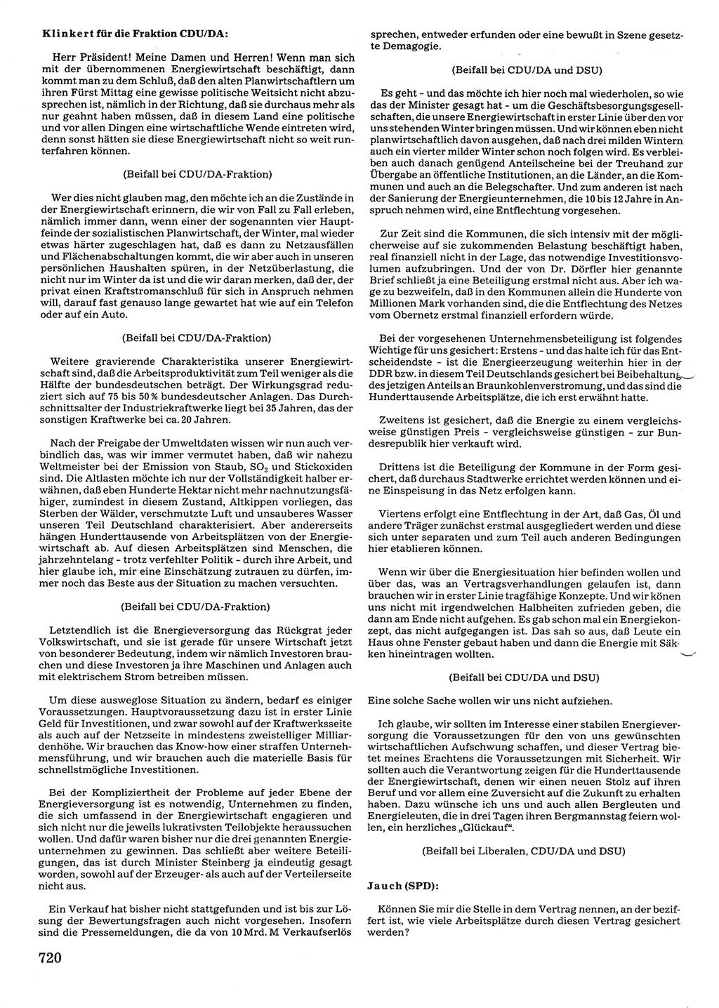 Tagungen der Volkskammer (VK) der Deutschen Demokratischen Republik (DDR), 10. Wahlperiode 1990, Seite 720 (VK. DDR 10. WP. 1990, Prot. Tg. 1-38, 5.4.-2.10.1990, S. 720)