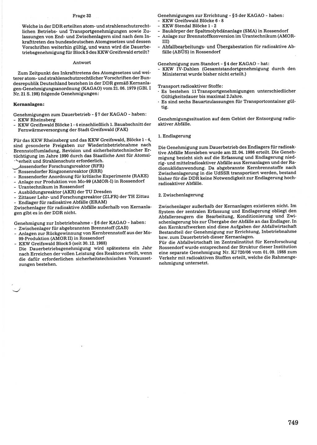 Tagungen der Volkskammer (VK) der Deutschen Demokratischen Republik (DDR), 10. Wahlperiode 1990, Seite 749 (VK. DDR 10. WP. 1990, Prot. Tg. 1-38, 5.4.-2.10.1990, S. 749)