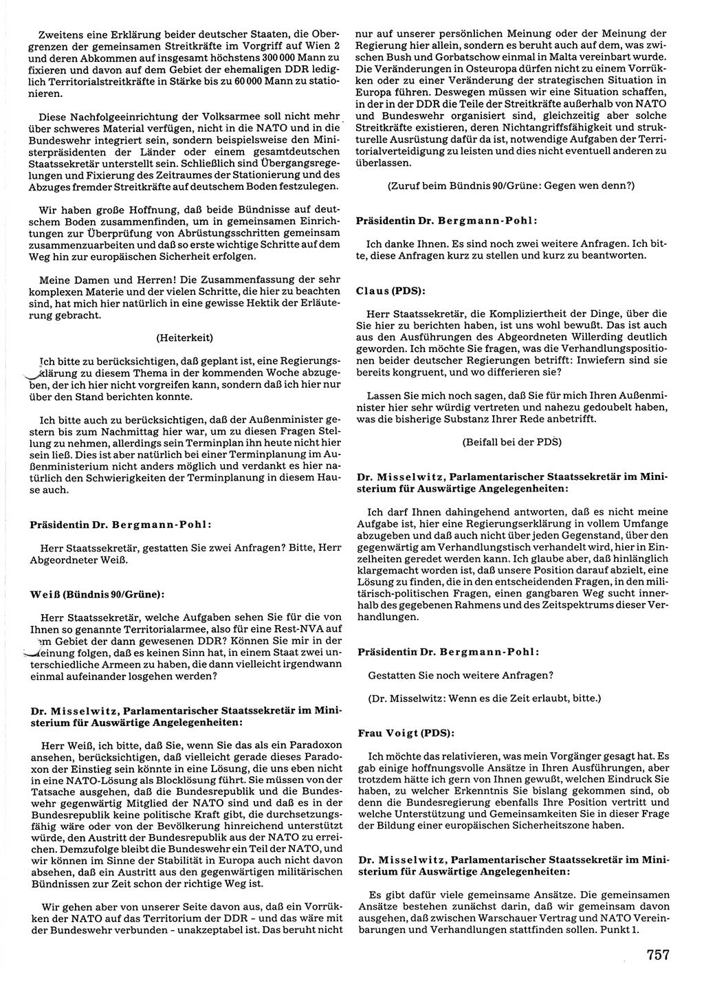 Tagungen der Volkskammer (VK) der Deutschen Demokratischen Republik (DDR), 10. Wahlperiode 1990, Seite 757 (VK. DDR 10. WP. 1990, Prot. Tg. 1-38, 5.4.-2.10.1990, S. 757)