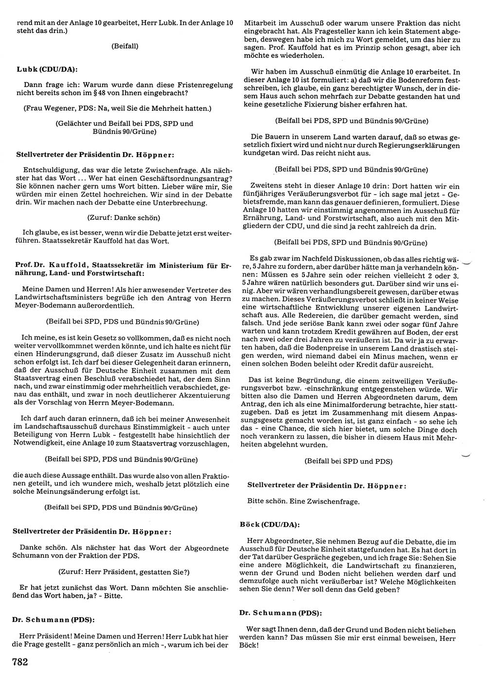 Tagungen der Volkskammer (VK) der Deutschen Demokratischen Republik (DDR), 10. Wahlperiode 1990, Seite 782 (VK. DDR 10. WP. 1990, Prot. Tg. 1-38, 5.4.-2.10.1990, S. 782)