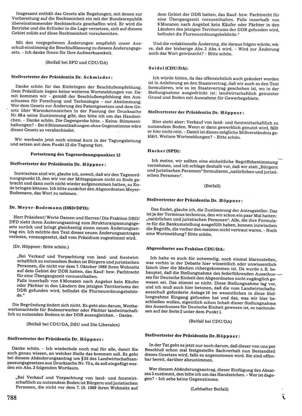 Tagungen der Volkskammer (VK) der Deutschen Demokratischen Republik (DDR), 10. Wahlperiode 1990, Seite 788 (VK. DDR 10. WP. 1990, Prot. Tg. 1-38, 5.4.-2.10.1990, S. 788)