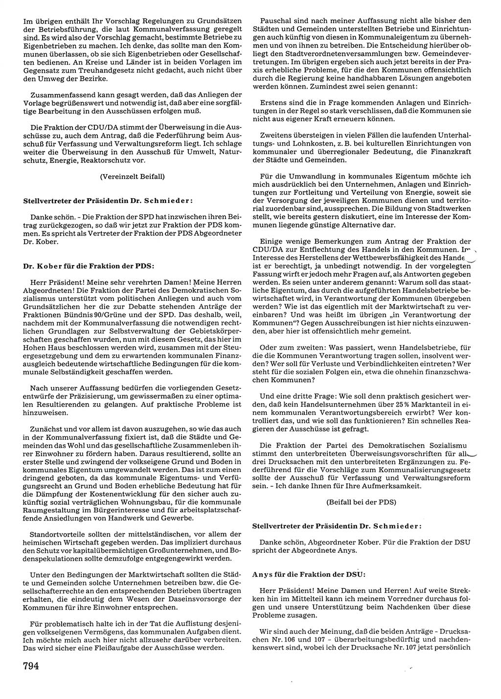 Tagungen der Volkskammer (VK) der Deutschen Demokratischen Republik (DDR), 10. Wahlperiode 1990, Seite 794 (VK. DDR 10. WP. 1990, Prot. Tg. 1-38, 5.4.-2.10.1990, S. 794)