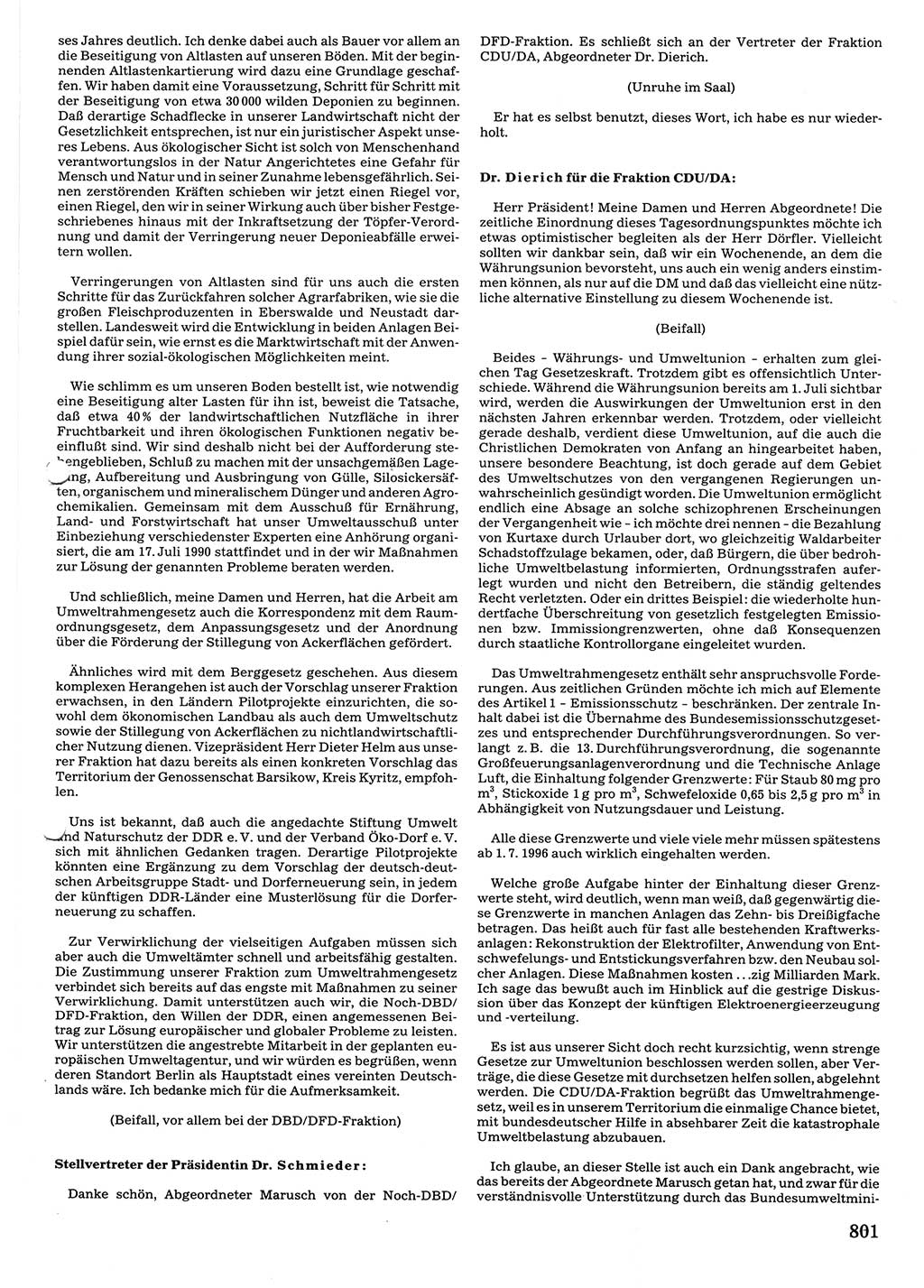 Tagungen der Volkskammer (VK) der Deutschen Demokratischen Republik (DDR), 10. Wahlperiode 1990, Seite 801 (VK. DDR 10. WP. 1990, Prot. Tg. 1-38, 5.4.-2.10.1990, S. 801)