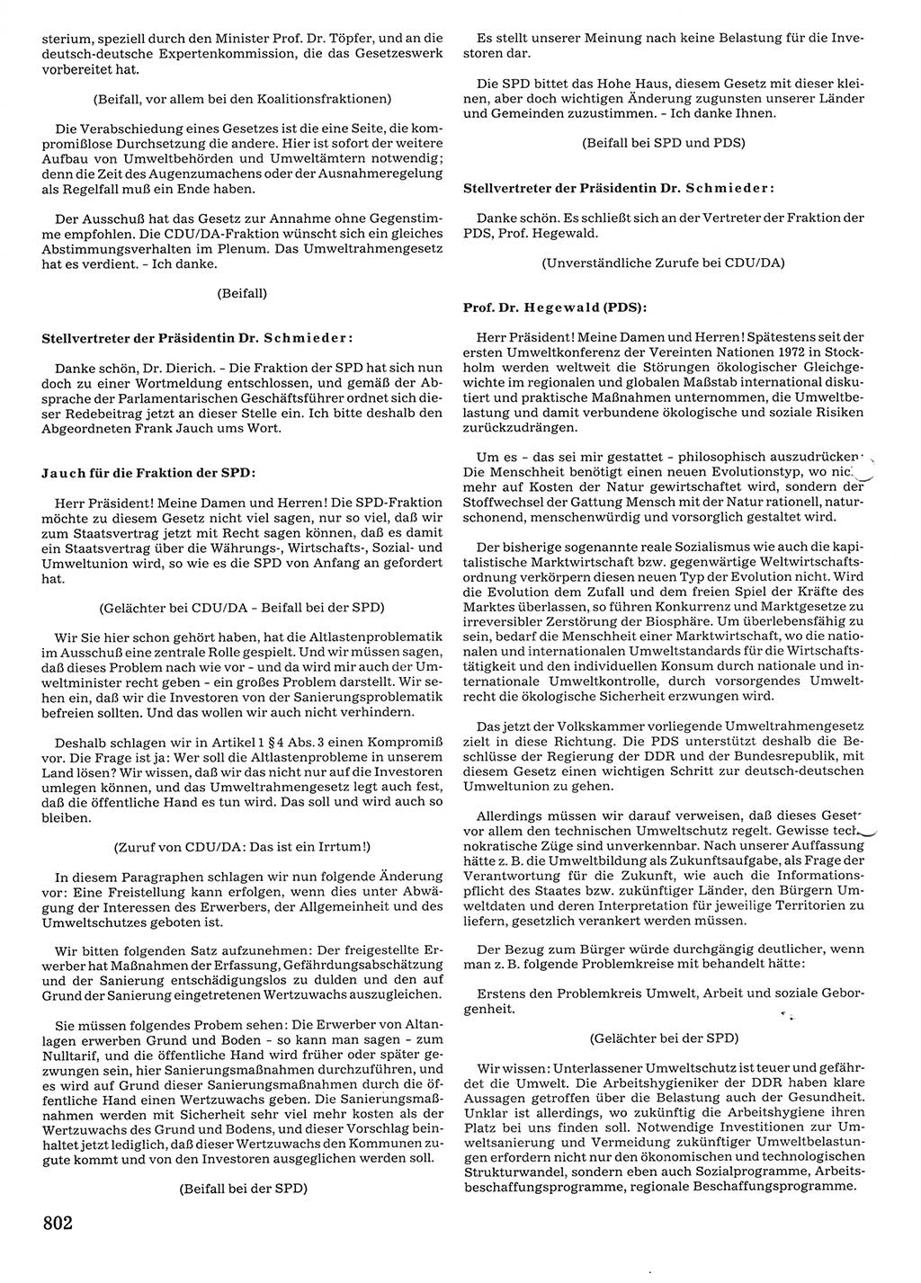 Tagungen der Volkskammer (VK) der Deutschen Demokratischen Republik (DDR), 10. Wahlperiode 1990, Seite 802 (VK. DDR 10. WP. 1990, Prot. Tg. 1-38, 5.4.-2.10.1990, S. 802)