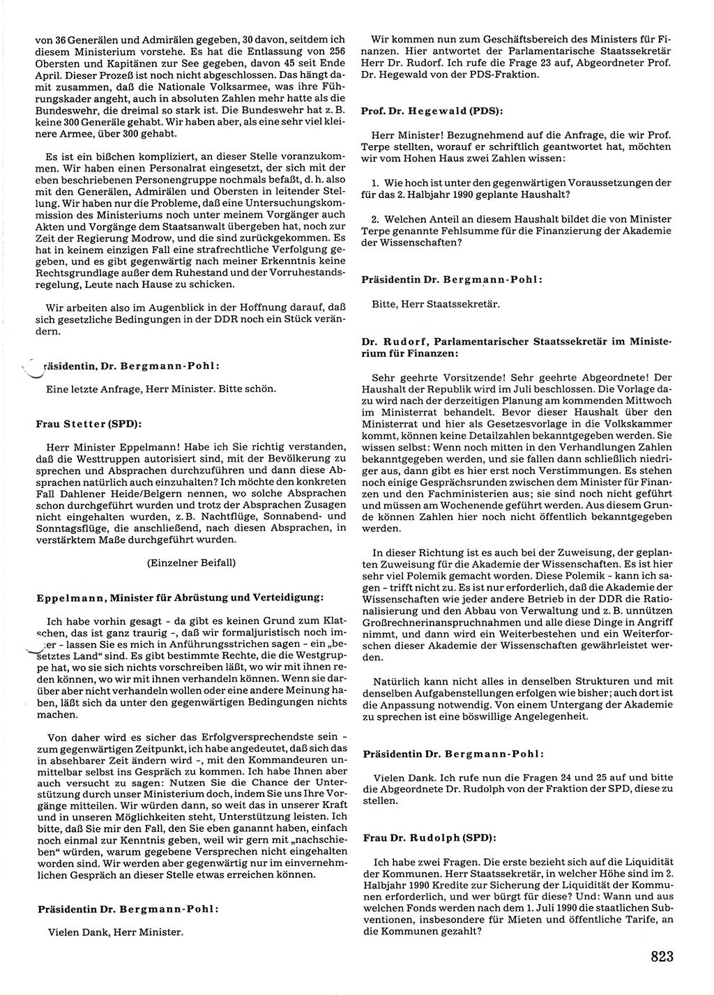 Tagungen der Volkskammer (VK) der Deutschen Demokratischen Republik (DDR), 10. Wahlperiode 1990, Seite 823 (VK. DDR 10. WP. 1990, Prot. Tg. 1-38, 5.4.-2.10.1990, S. 823)