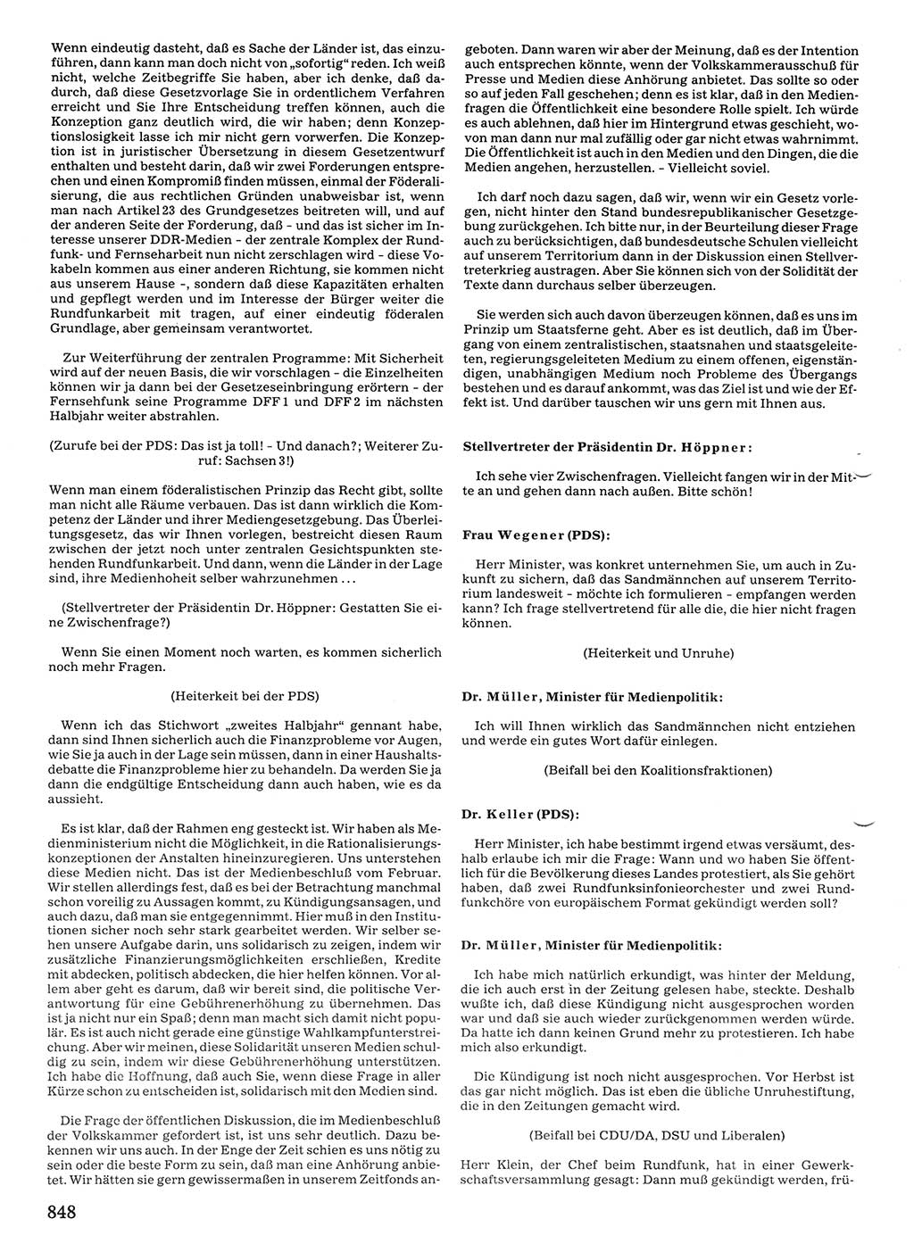 Tagungen der Volkskammer (VK) der Deutschen Demokratischen Republik (DDR), 10. Wahlperiode 1990, Seite 848 (VK. DDR 10. WP. 1990, Prot. Tg. 1-38, 5.4.-2.10.1990, S. 848)