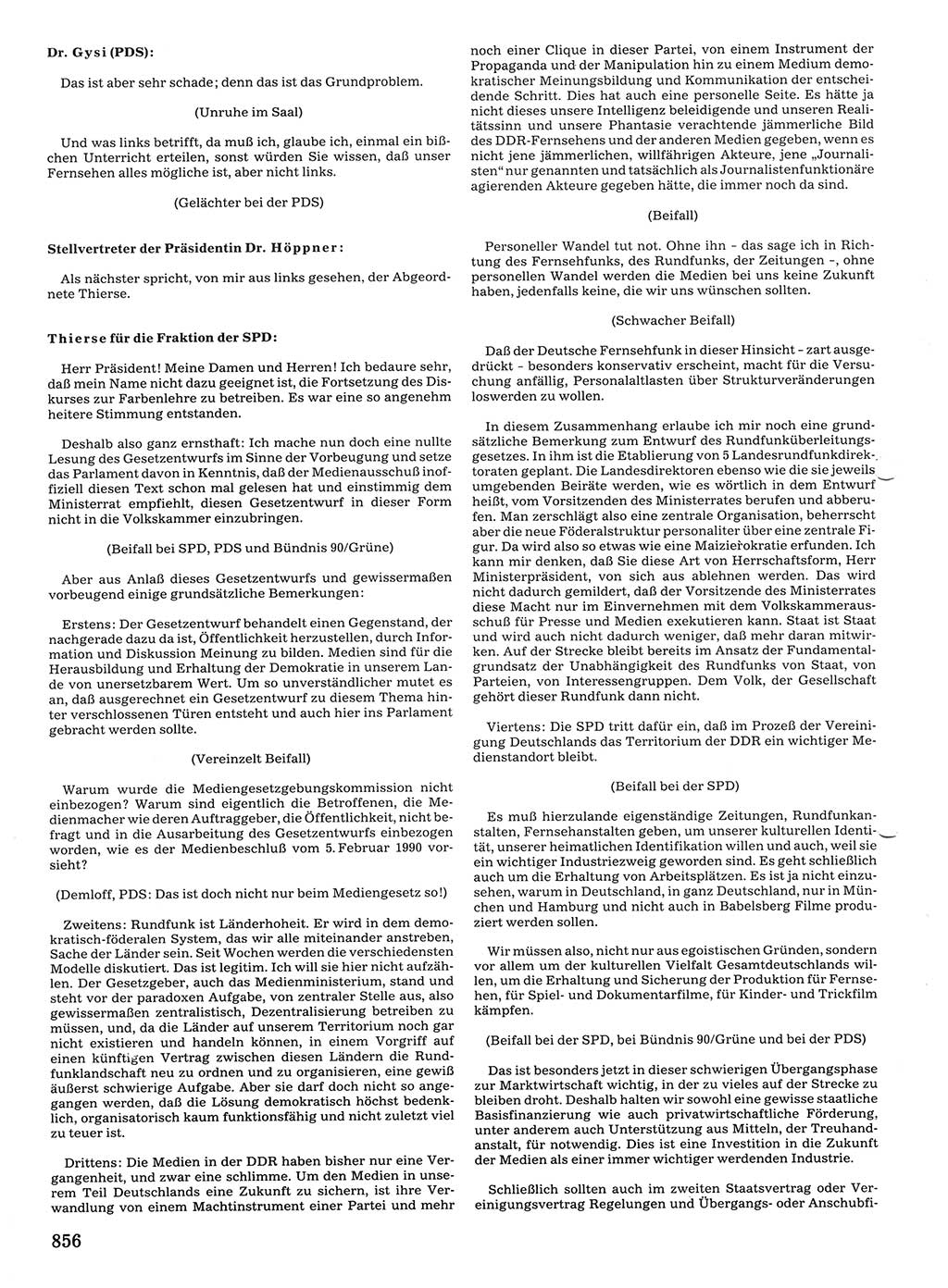 Tagungen der Volkskammer (VK) der Deutschen Demokratischen Republik (DDR), 10. Wahlperiode 1990, Seite 856 (VK. DDR 10. WP. 1990, Prot. Tg. 1-38, 5.4.-2.10.1990, S. 856)