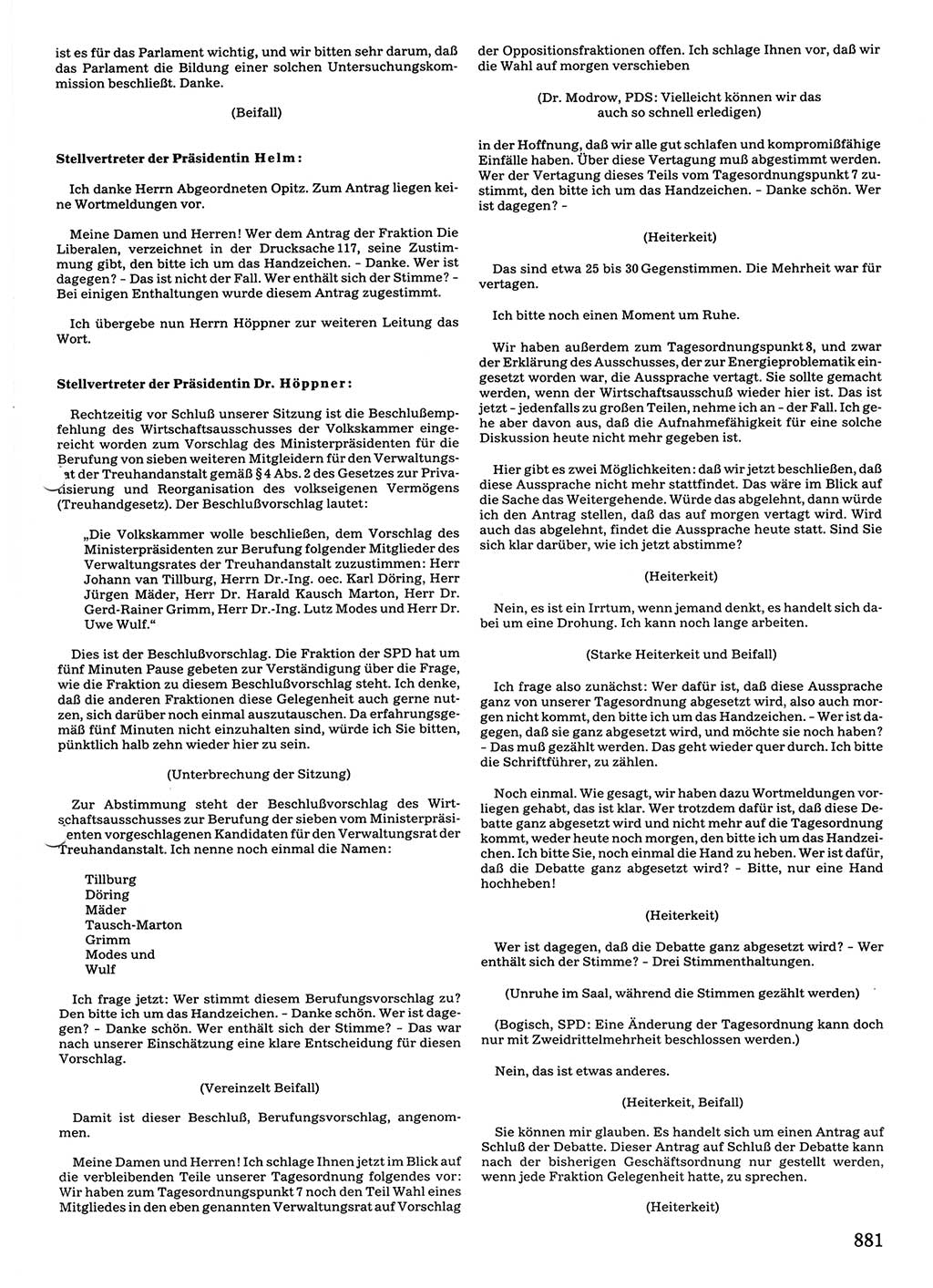 Tagungen der Volkskammer (VK) der Deutschen Demokratischen Republik (DDR), 10. Wahlperiode 1990, Seite 881 (VK. DDR 10. WP. 1990, Prot. Tg. 1-38, 5.4.-2.10.1990, S. 881)