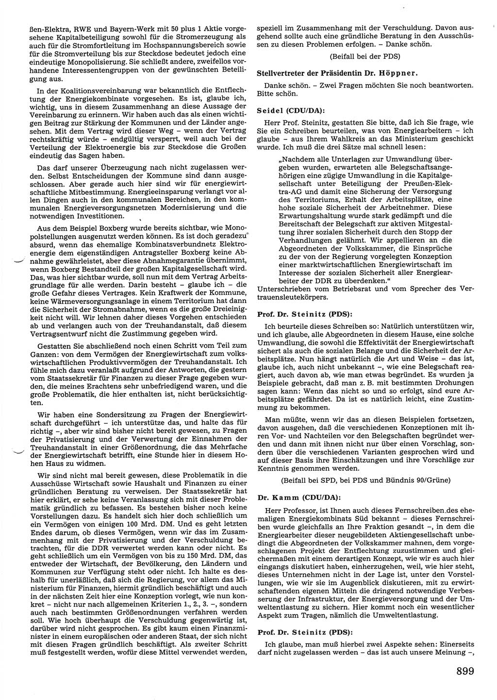 Tagungen der Volkskammer (VK) der Deutschen Demokratischen Republik (DDR), 10. Wahlperiode 1990, Seite 899 (VK. DDR 10. WP. 1990, Prot. Tg. 1-38, 5.4.-2.10.1990, S. 899)