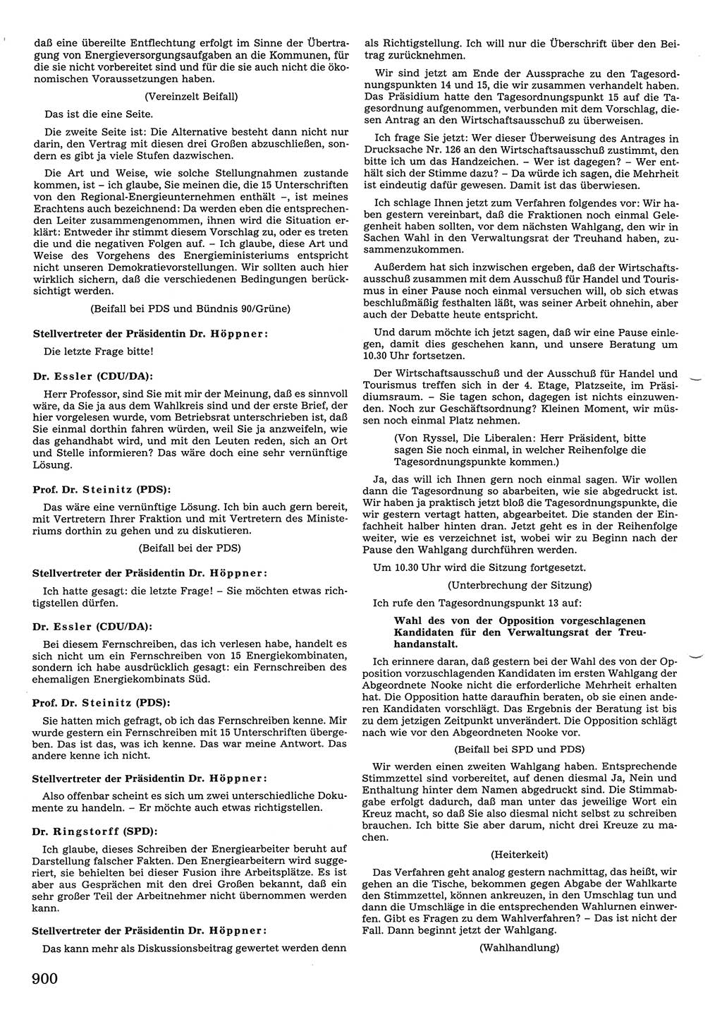 Tagungen der Volkskammer (VK) der Deutschen Demokratischen Republik (DDR), 10. Wahlperiode 1990, Seite 900 (VK. DDR 10. WP. 1990, Prot. Tg. 1-38, 5.4.-2.10.1990, S. 900)