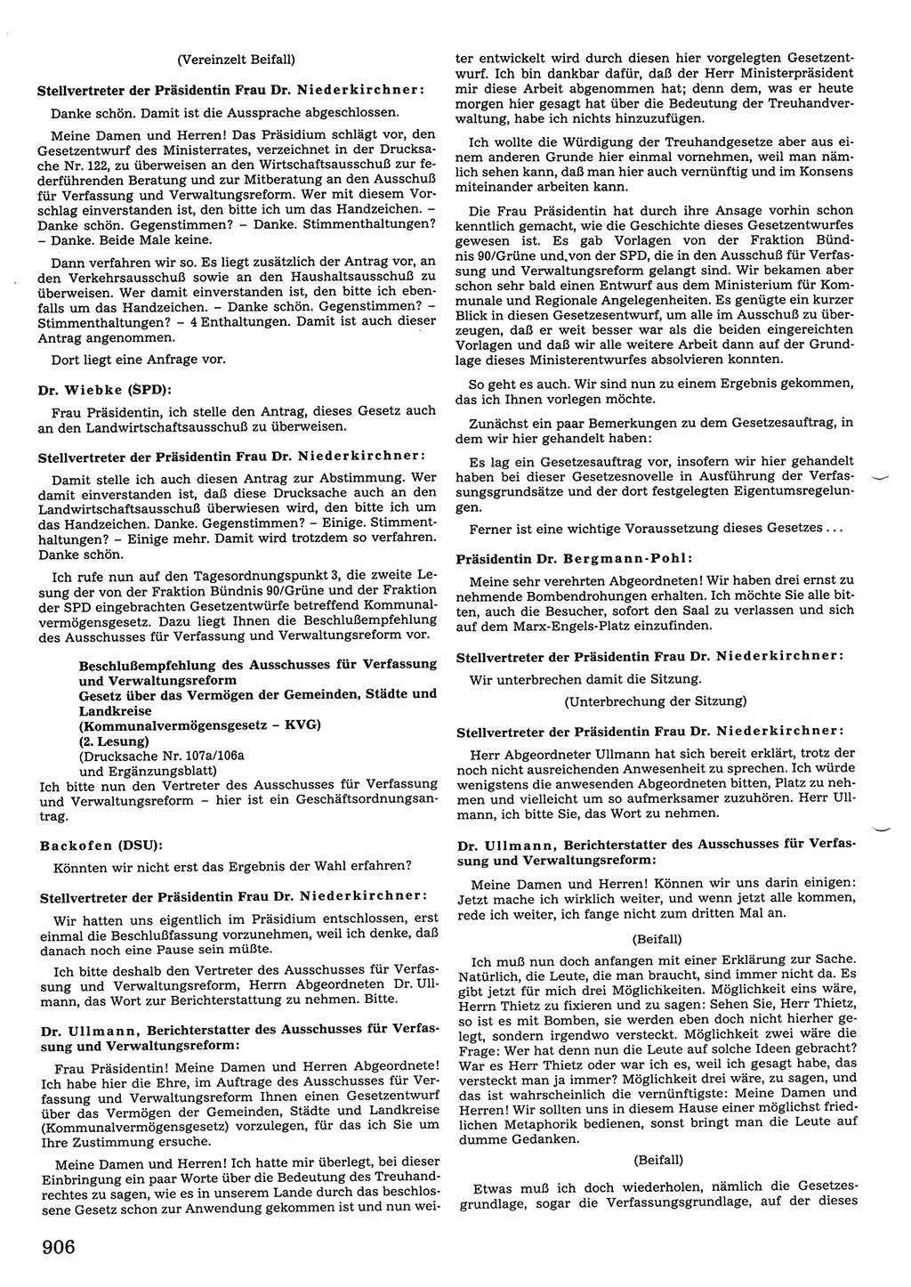 Tagungen der Volkskammer (VK) der Deutschen Demokratischen Republik (DDR), 10. Wahlperiode 1990, Seite 906 (VK. DDR 10. WP. 1990, Prot. Tg. 1-38, 5.4.-2.10.1990, S. 906)