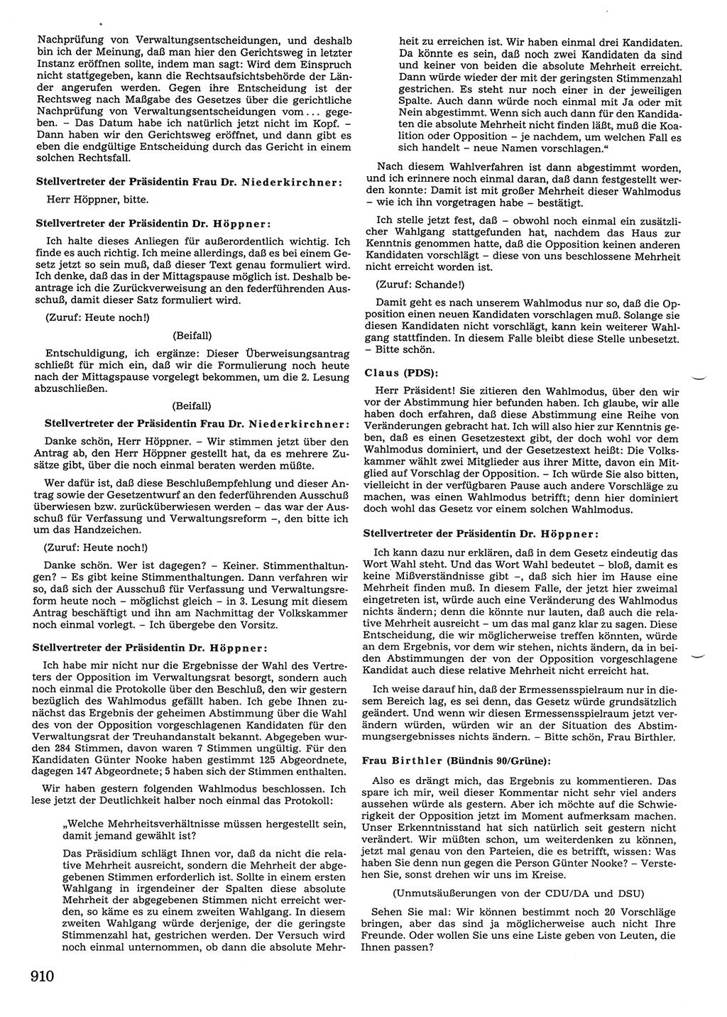 Tagungen der Volkskammer (VK) der Deutschen Demokratischen Republik (DDR), 10. Wahlperiode 1990, Seite 910 (VK. DDR 10. WP. 1990, Prot. Tg. 1-38, 5.4.-2.10.1990, S. 910)