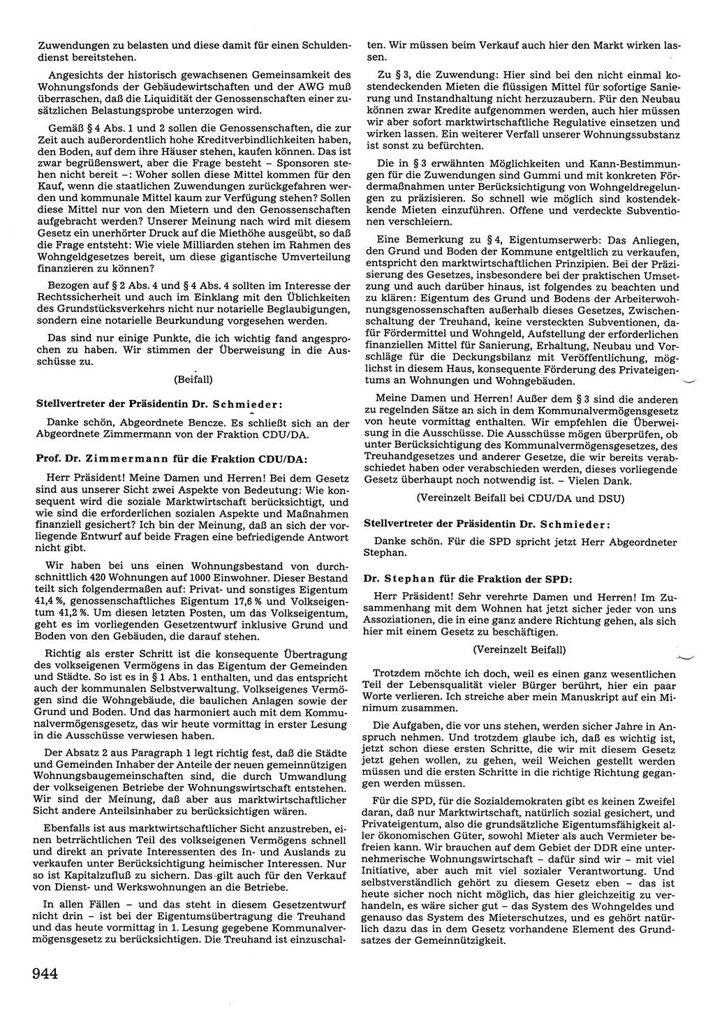 Tagungen der Volkskammer (VK) der Deutschen Demokratischen Republik (DDR), 10. Wahlperiode 1990, Seite 944 (VK. DDR 10. WP. 1990, Prot. Tg. 1-38, 5.4.-2.10.1990, S. 944)