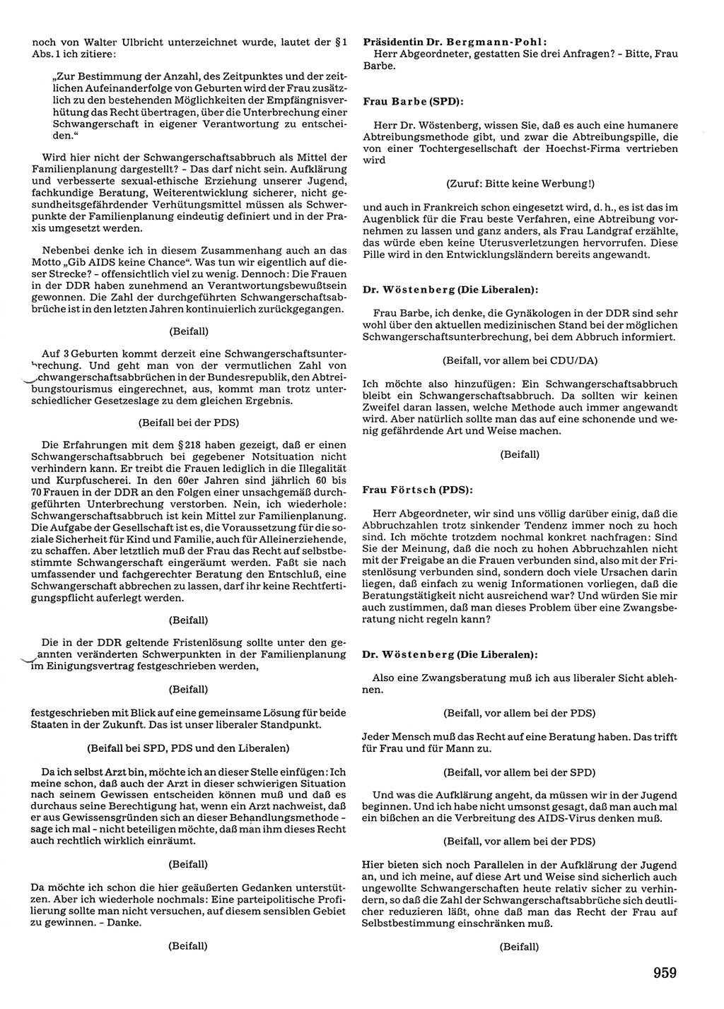 Tagungen der Volkskammer (VK) der Deutschen Demokratischen Republik (DDR), 10. Wahlperiode 1990, Seite 959 (VK. DDR 10. WP. 1990, Prot. Tg. 1-38, 5.4.-2.10.1990, S. 959)