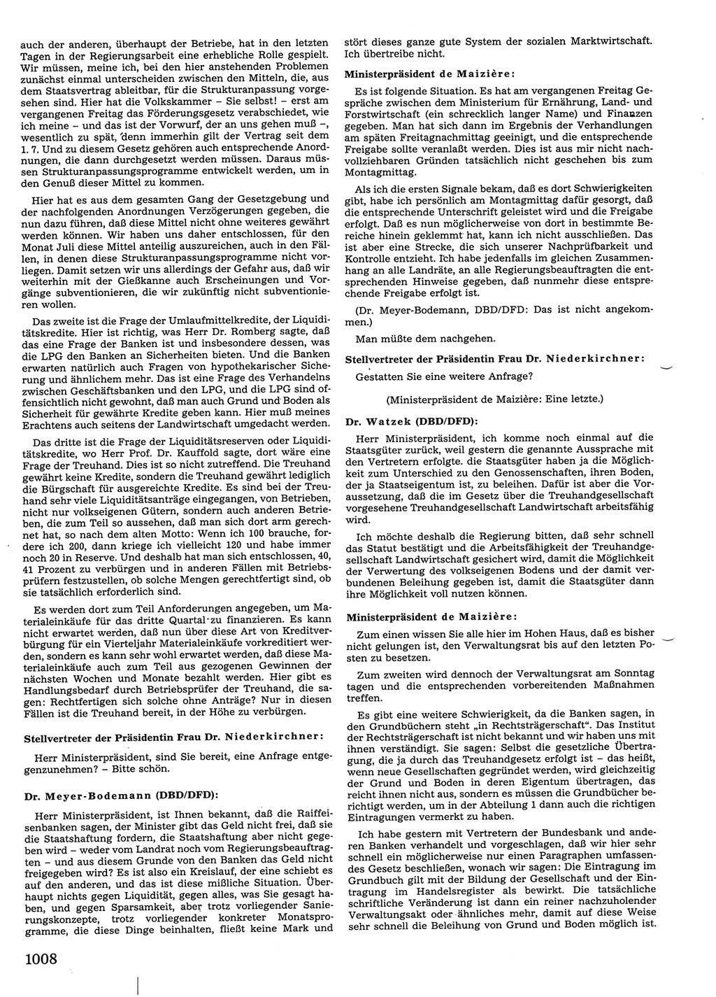 Tagungen der Volkskammer (VK) der Deutschen Demokratischen Republik (DDR), 10. Wahlperiode 1990, Seite 1008 (VK. DDR 10. WP. 1990, Prot. Tg. 1-38, 5.4.-2.10.1990, S. 1008)