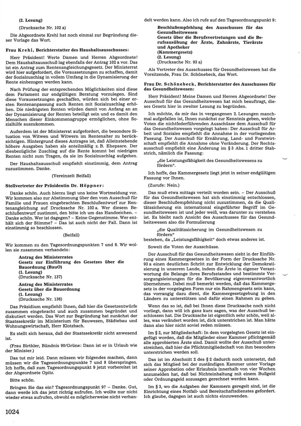 Tagungen der Volkskammer (VK) der Deutschen Demokratischen Republik (DDR), 10. Wahlperiode 1990, Seite 1024 (VK. DDR 10. WP. 1990, Prot. Tg. 1-38, 5.4.-2.10.1990, S. 1024)