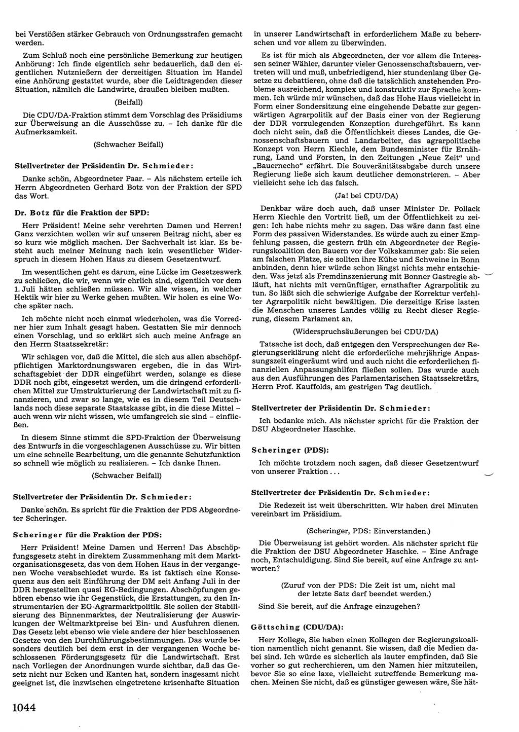 Tagungen der Volkskammer (VK) der Deutschen Demokratischen Republik (DDR), 10. Wahlperiode 1990, Seite 1044 (VK. DDR 10. WP. 1990, Prot. Tg. 1-38, 5.4.-2.10.1990, S. 1044)