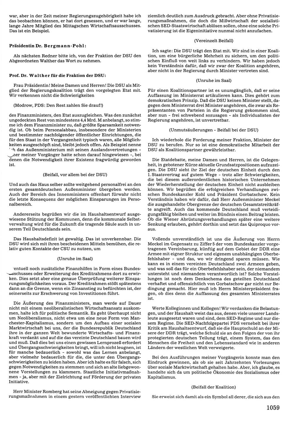 Tagungen der Volkskammer (VK) der Deutschen Demokratischen Republik (DDR), 10. Wahlperiode 1990, Seite 1059 (VK. DDR 10. WP. 1990, Prot. Tg. 1-38, 5.4.-2.10.1990, S. 1059)