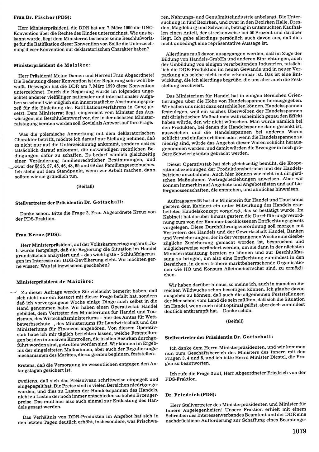 Tagungen der Volkskammer (VK) der Deutschen Demokratischen Republik (DDR), 10. Wahlperiode 1990, Seite 1079 (VK. DDR 10. WP. 1990, Prot. Tg. 1-38, 5.4.-2.10.1990, S. 1079)