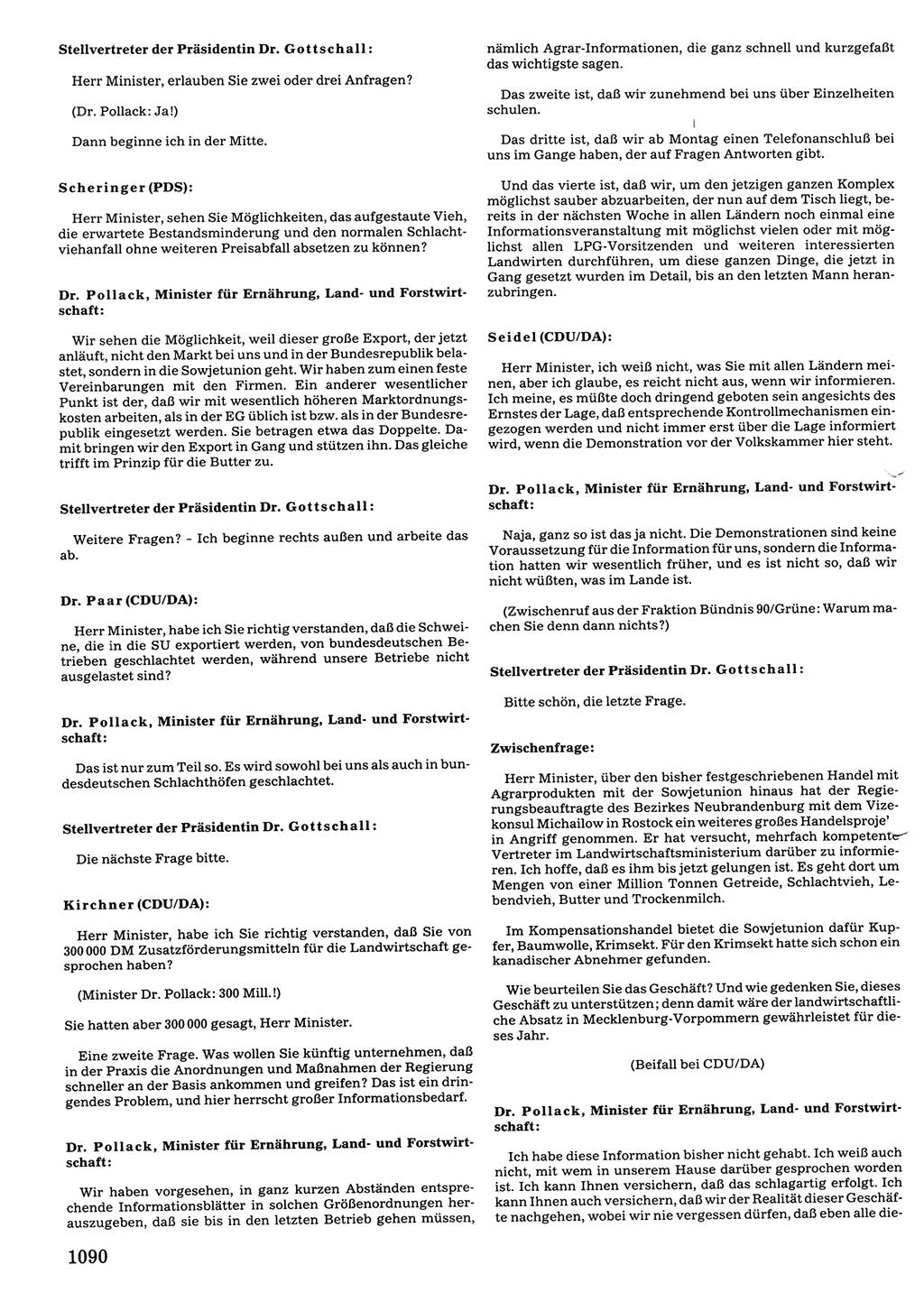 Tagungen der Volkskammer (VK) der Deutschen Demokratischen Republik (DDR), 10. Wahlperiode 1990, Seite 1090 (VK. DDR 10. WP. 1990, Prot. Tg. 1-38, 5.4.-2.10.1990, S. 1090)