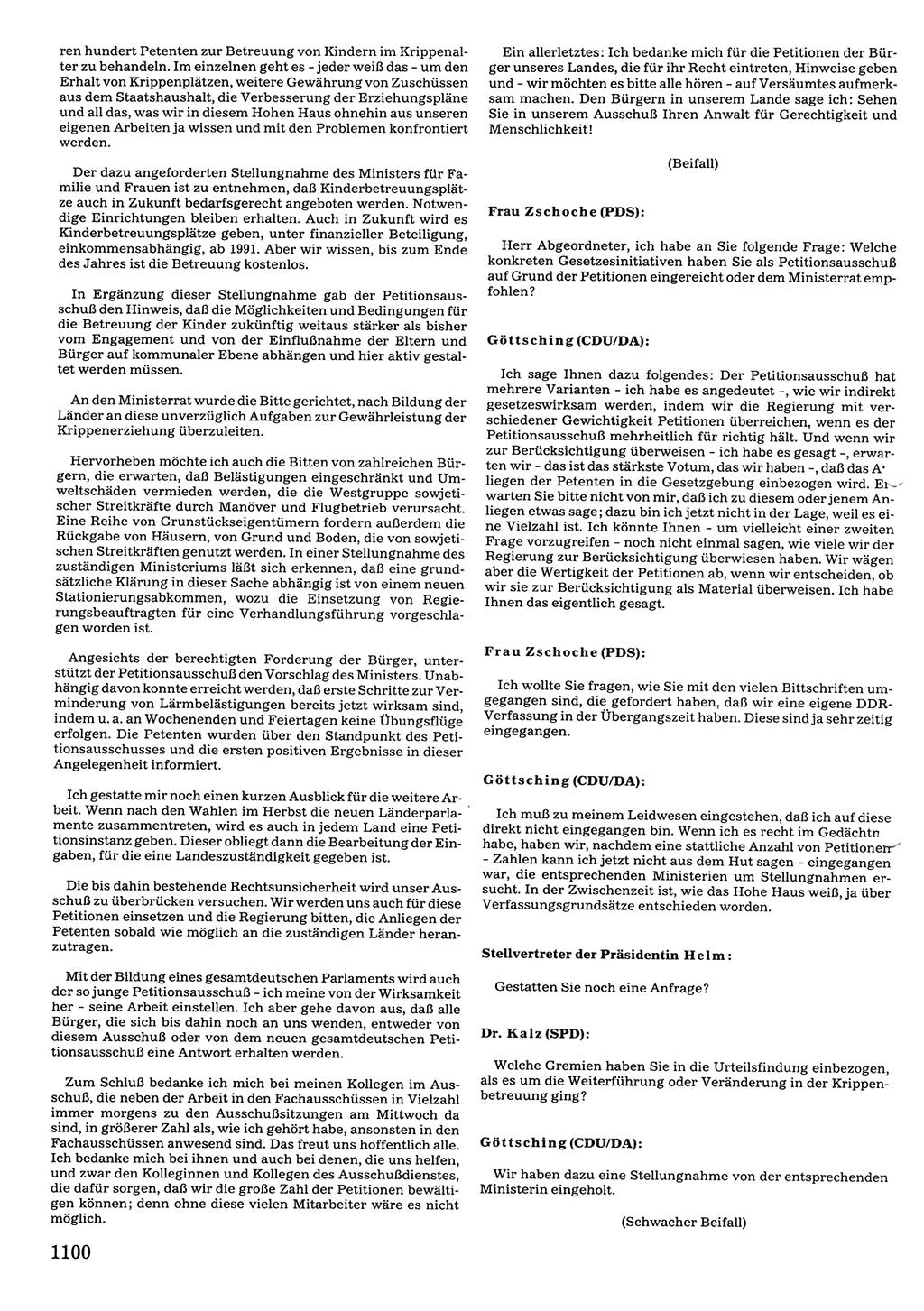 Tagungen der Volkskammer (VK) der Deutschen Demokratischen Republik (DDR), 10. Wahlperiode 1990, Seite 1100 (VK. DDR 10. WP. 1990, Prot. Tg. 1-38, 5.4.-2.10.1990, S. 1100)