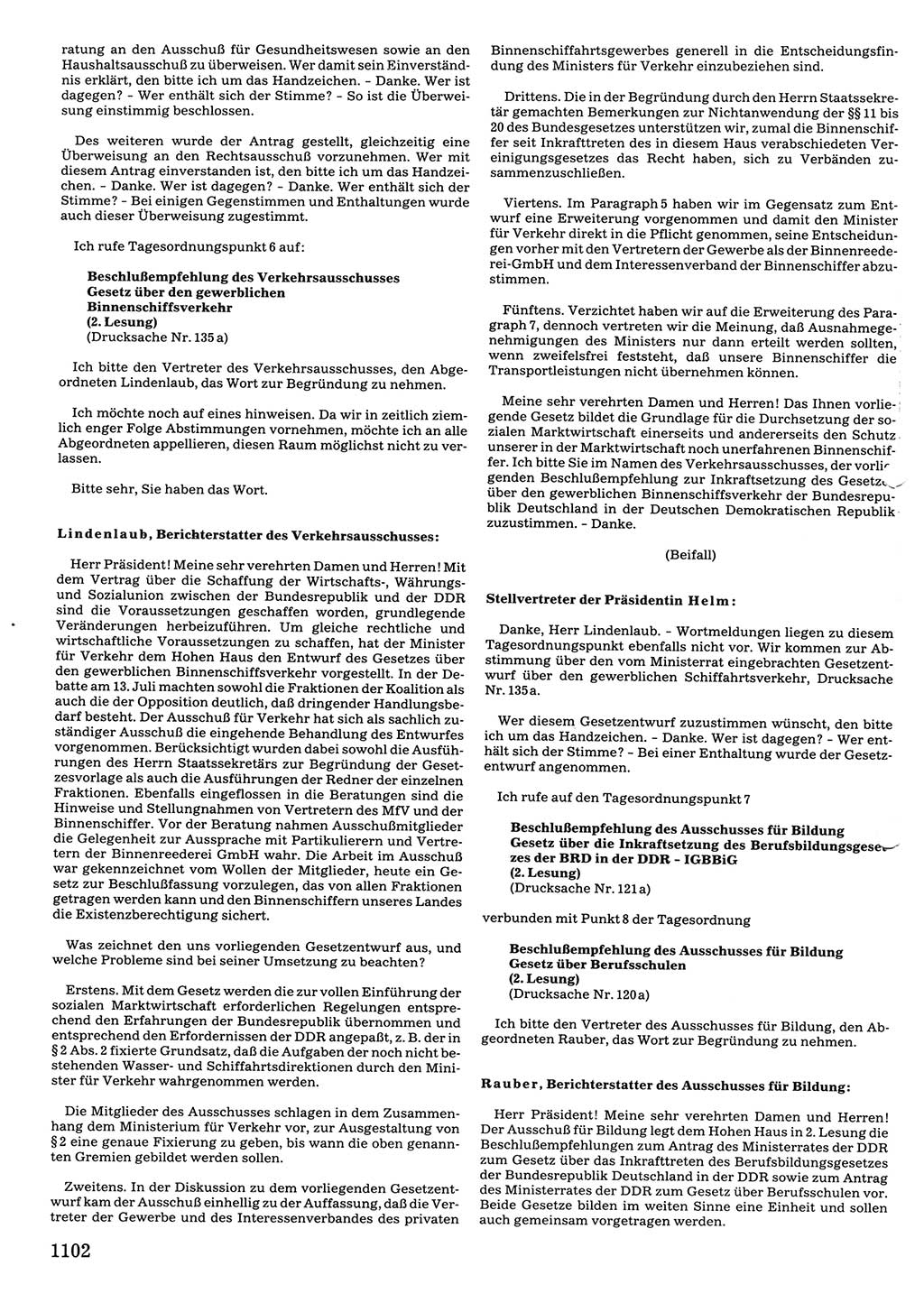 Tagungen der Volkskammer (VK) der Deutschen Demokratischen Republik (DDR), 10. Wahlperiode 1990, Seite 1102 (VK. DDR 10. WP. 1990, Prot. Tg. 1-38, 5.4.-2.10.1990, S. 1102)