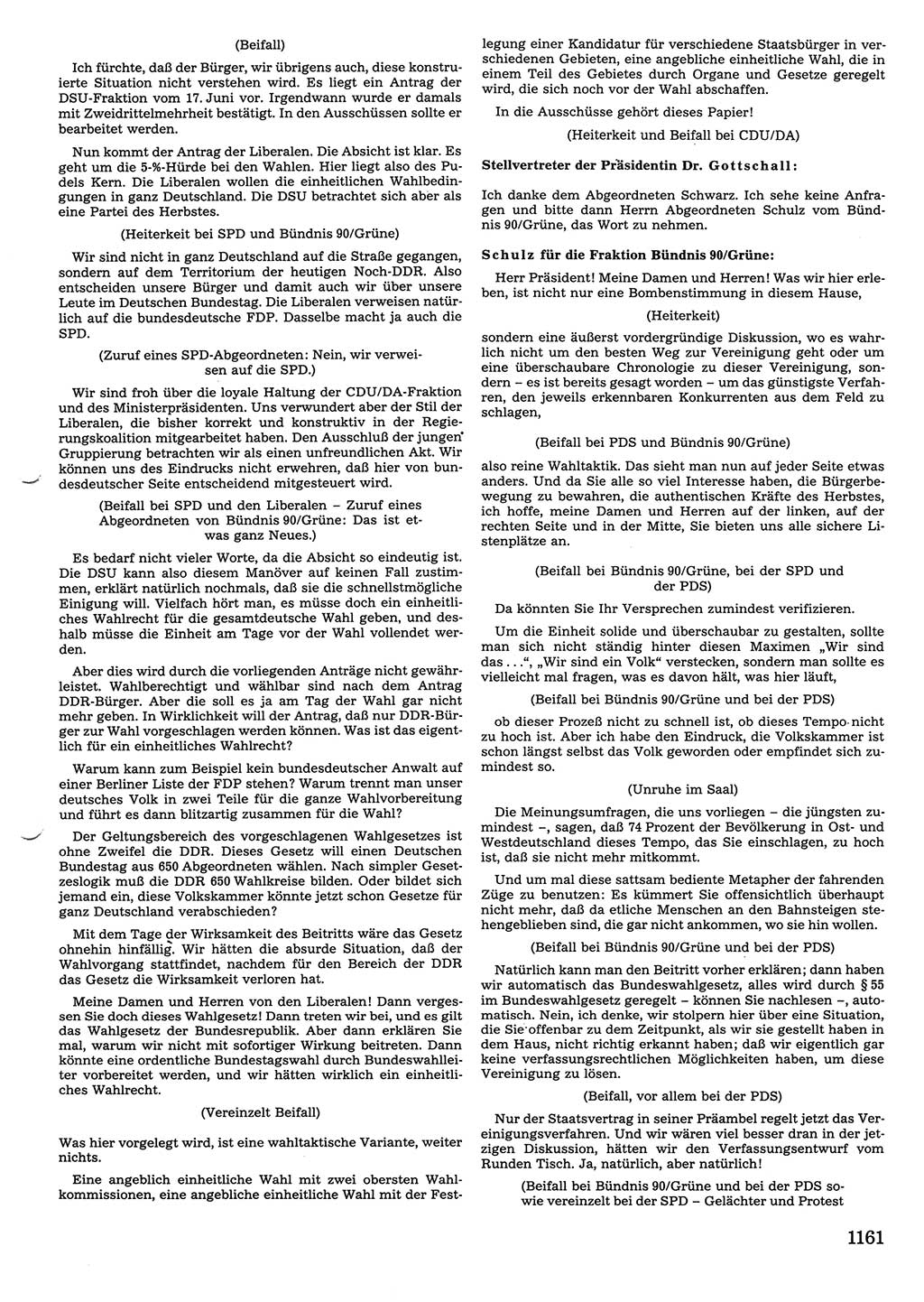 Tagungen der Volkskammer (VK) der Deutschen Demokratischen Republik (DDR), 10. Wahlperiode 1990, Seite 1161 (VK. DDR 10. WP. 1990, Prot. Tg. 1-38, 5.4.-2.10.1990, S. 1161)