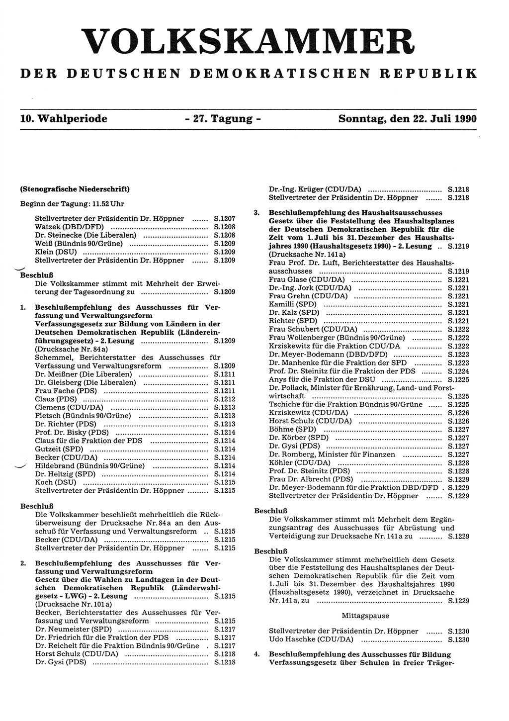 Tagungen der Volkskammer (VK) der Deutschen Demokratischen Republik (DDR), 10. Wahlperiode 1990, Seite 1203 (VK. DDR 10. WP. 1990, Prot. Tg. 1-38, 5.4.-2.10.1990, S. 1203)