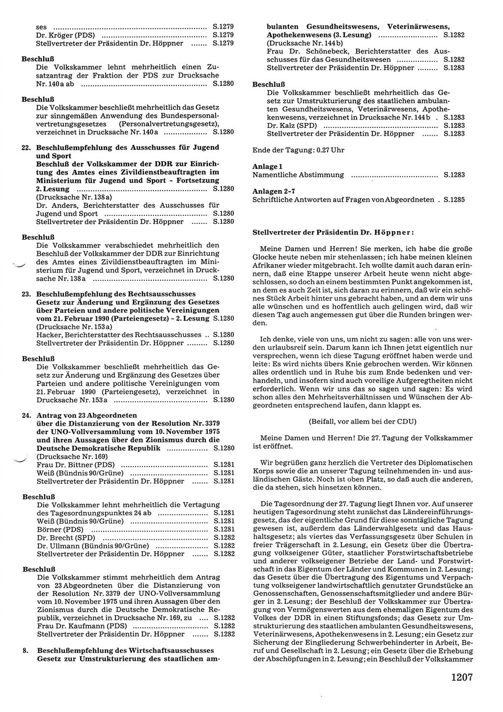 Tagungen der Volkskammer (VK) der Deutschen Demokratischen Republik (DDR), 10. Wahlperiode 1990, Seite 1207 (VK. DDR 10. WP. 1990, Prot. Tg. 1-38, 5.4.-2.10.1990, S. 1207)