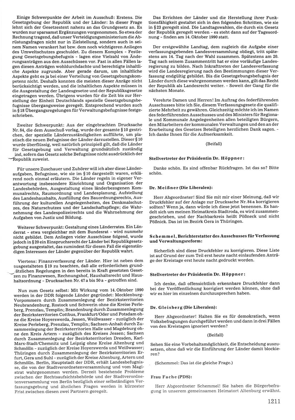 Tagungen der Volkskammer (VK) der Deutschen Demokratischen Republik (DDR), 10. Wahlperiode 1990, Seite 1211 (VK. DDR 10. WP. 1990, Prot. Tg. 1-38, 5.4.-2.10.1990, S. 1211)
