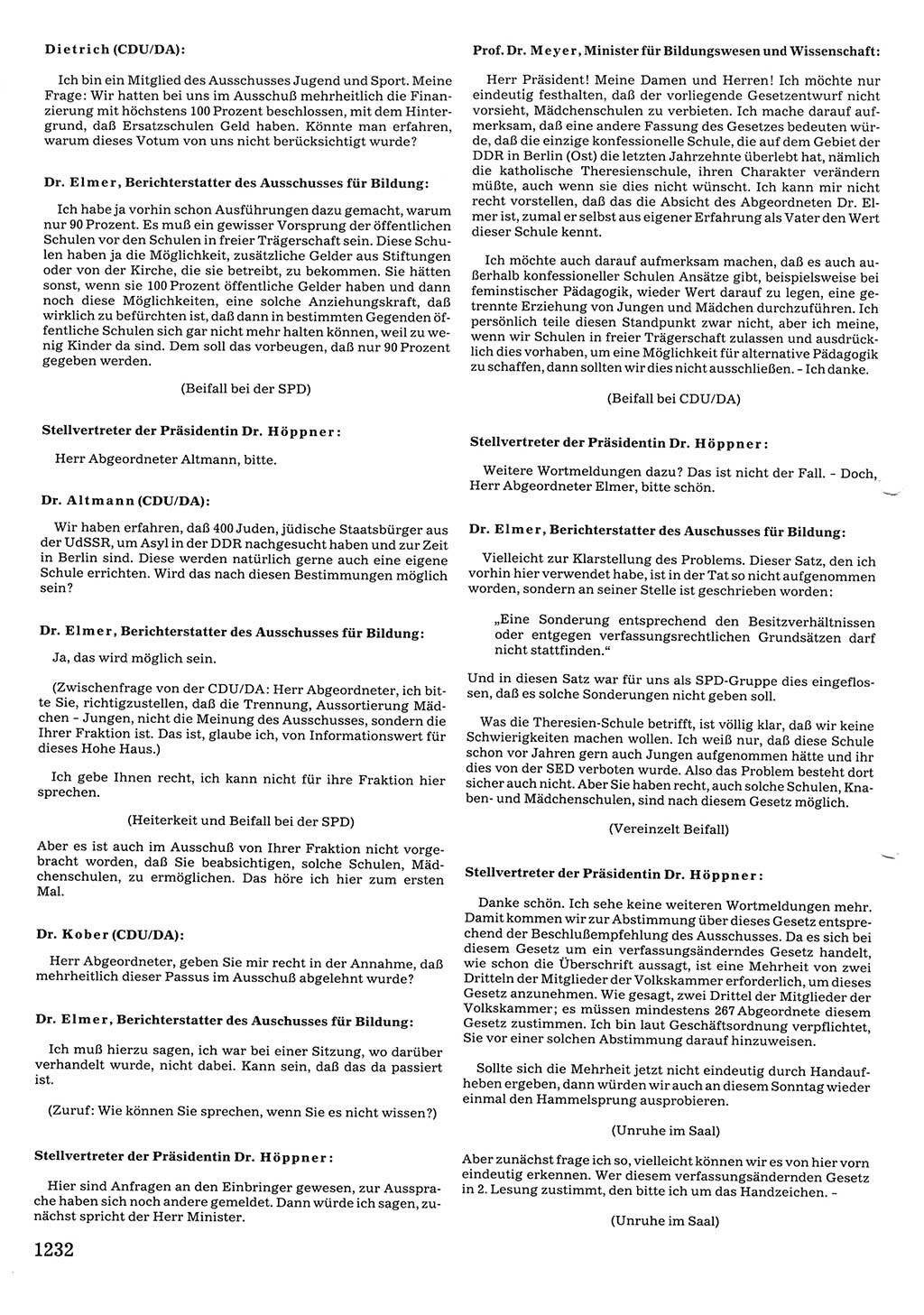 Tagungen der Volkskammer (VK) der Deutschen Demokratischen Republik (DDR), 10. Wahlperiode 1990, Seite 1232 (VK. DDR 10. WP. 1990, Prot. Tg. 1-38, 5.4.-2.10.1990, S. 1232)