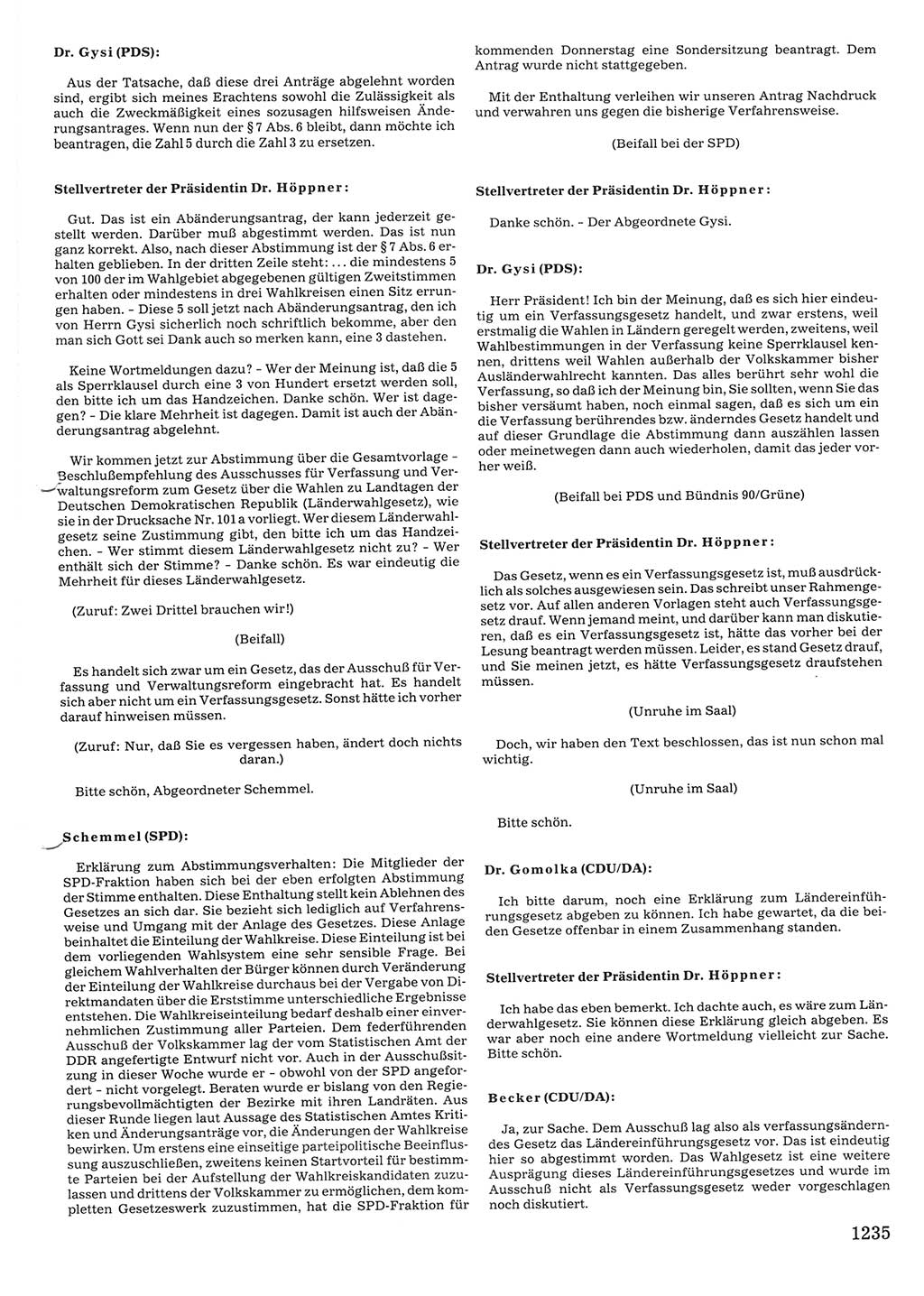 Tagungen der Volkskammer (VK) der Deutschen Demokratischen Republik (DDR), 10. Wahlperiode 1990, Seite 1235 (VK. DDR 10. WP. 1990, Prot. Tg. 1-38, 5.4.-2.10.1990, S. 1235)