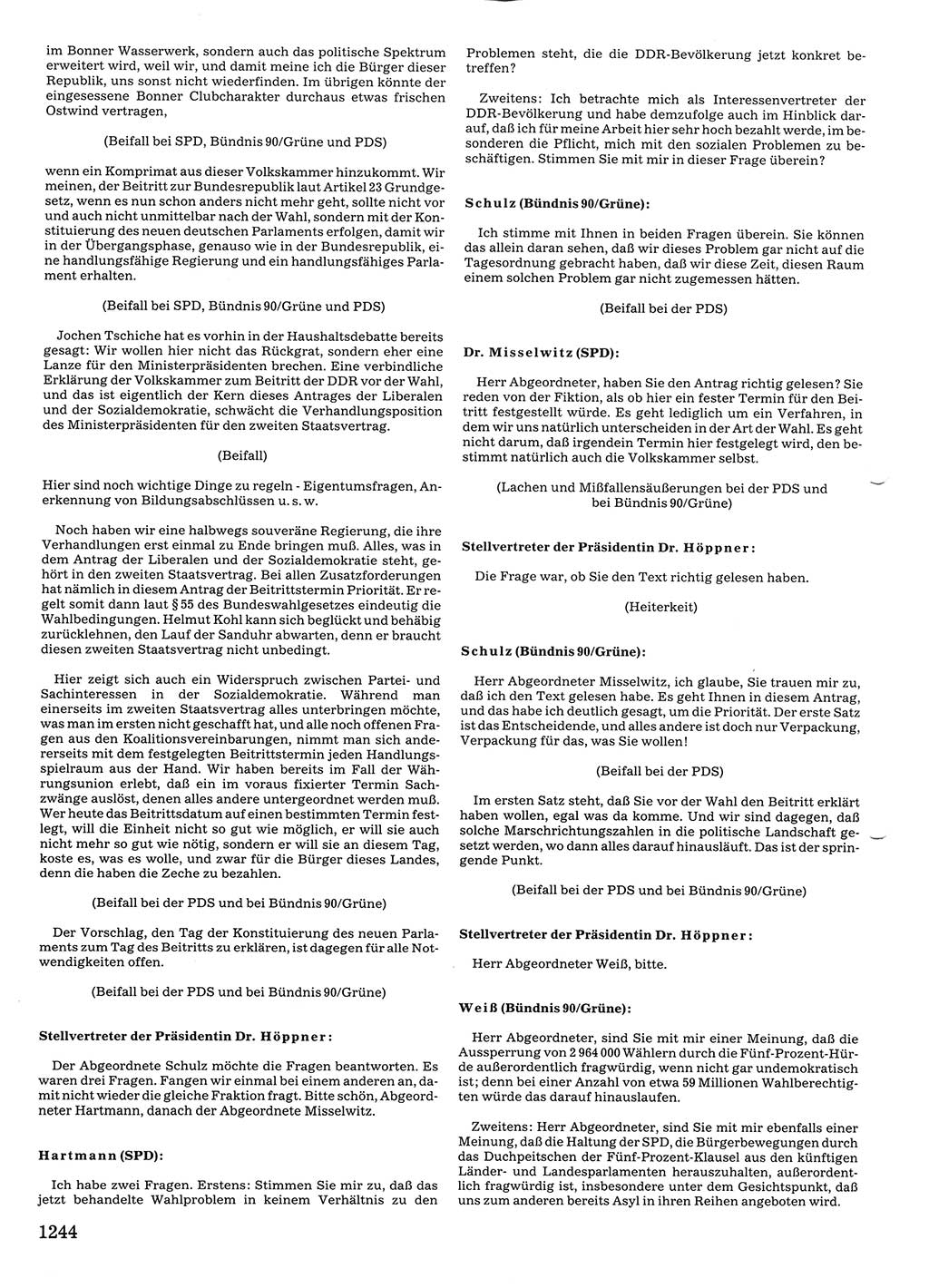 Tagungen der Volkskammer (VK) der Deutschen Demokratischen Republik (DDR), 10. Wahlperiode 1990, Seite 1244 (VK. DDR 10. WP. 1990, Prot. Tg. 1-38, 5.4.-2.10.1990, S. 1244)