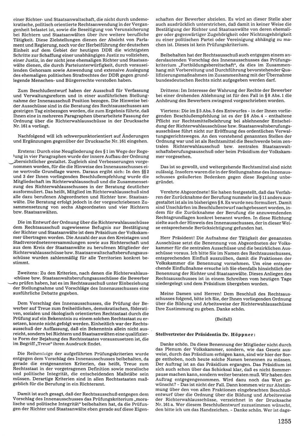 Tagungen der Volkskammer (VK) der Deutschen Demokratischen Republik (DDR), 10. Wahlperiode 1990, Seite 1255 (VK. DDR 10. WP. 1990, Prot. Tg. 1-38, 5.4.-2.10.1990, S. 1255)