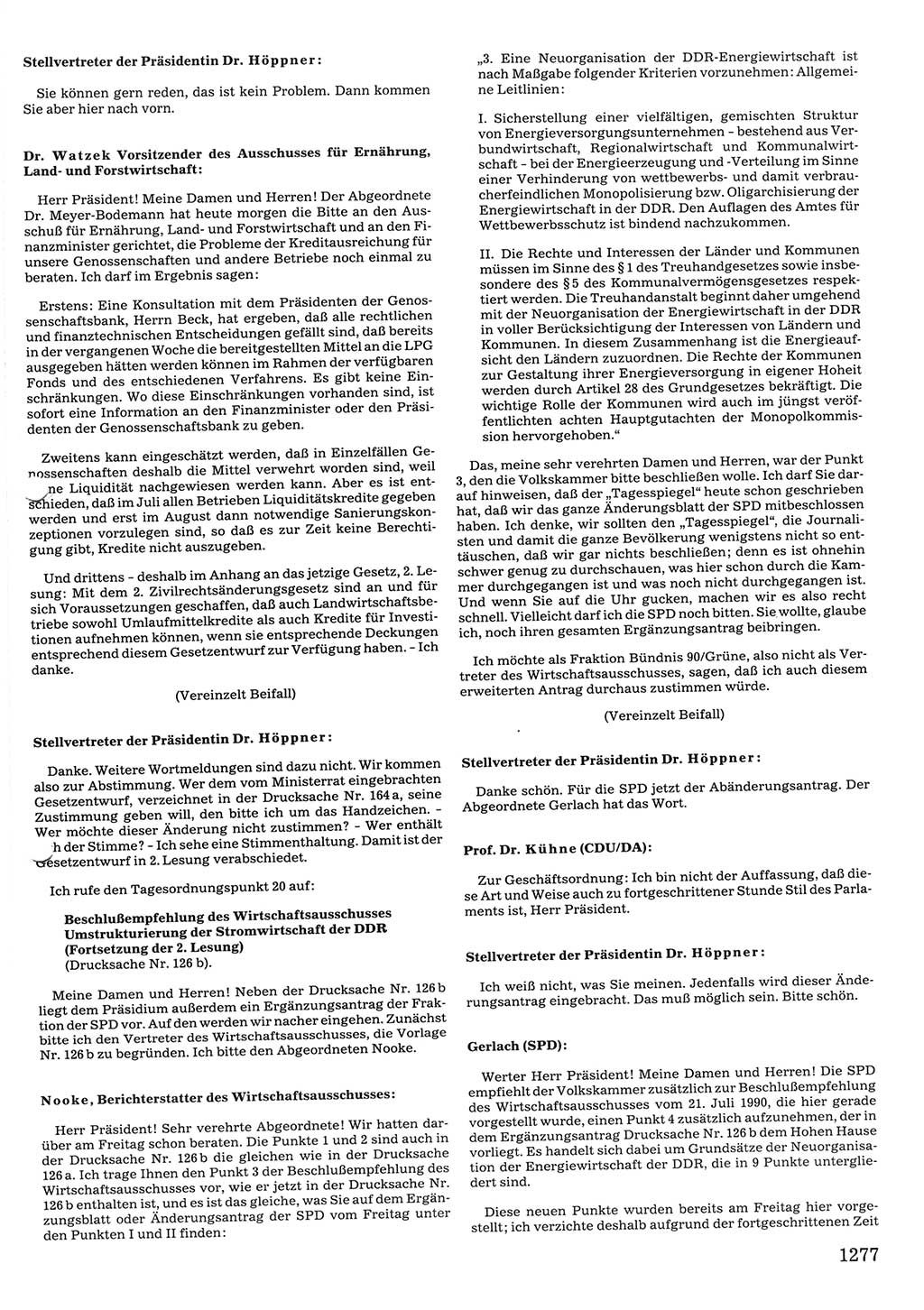 Tagungen der Volkskammer (VK) der Deutschen Demokratischen Republik (DDR), 10. Wahlperiode 1990, Seite 1277 (VK. DDR 10. WP. 1990, Prot. Tg. 1-38, 5.4.-2.10.1990, S. 1277)