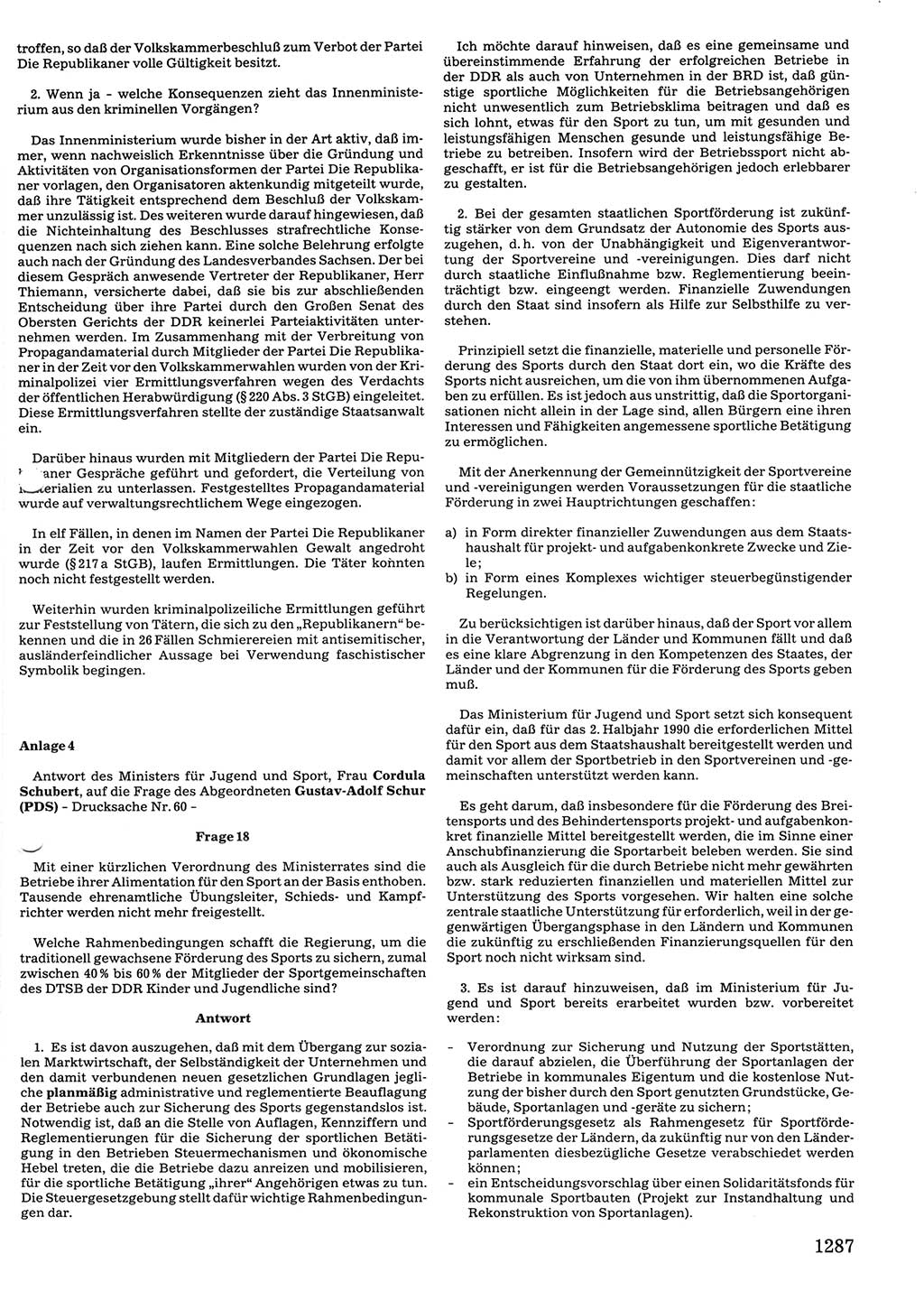 Tagungen der Volkskammer (VK) der Deutschen Demokratischen Republik (DDR), 10. Wahlperiode 1990, Seite 1287 (VK. DDR 10. WP. 1990, Prot. Tg. 1-38, 5.4.-2.10.1990, S. 1287)