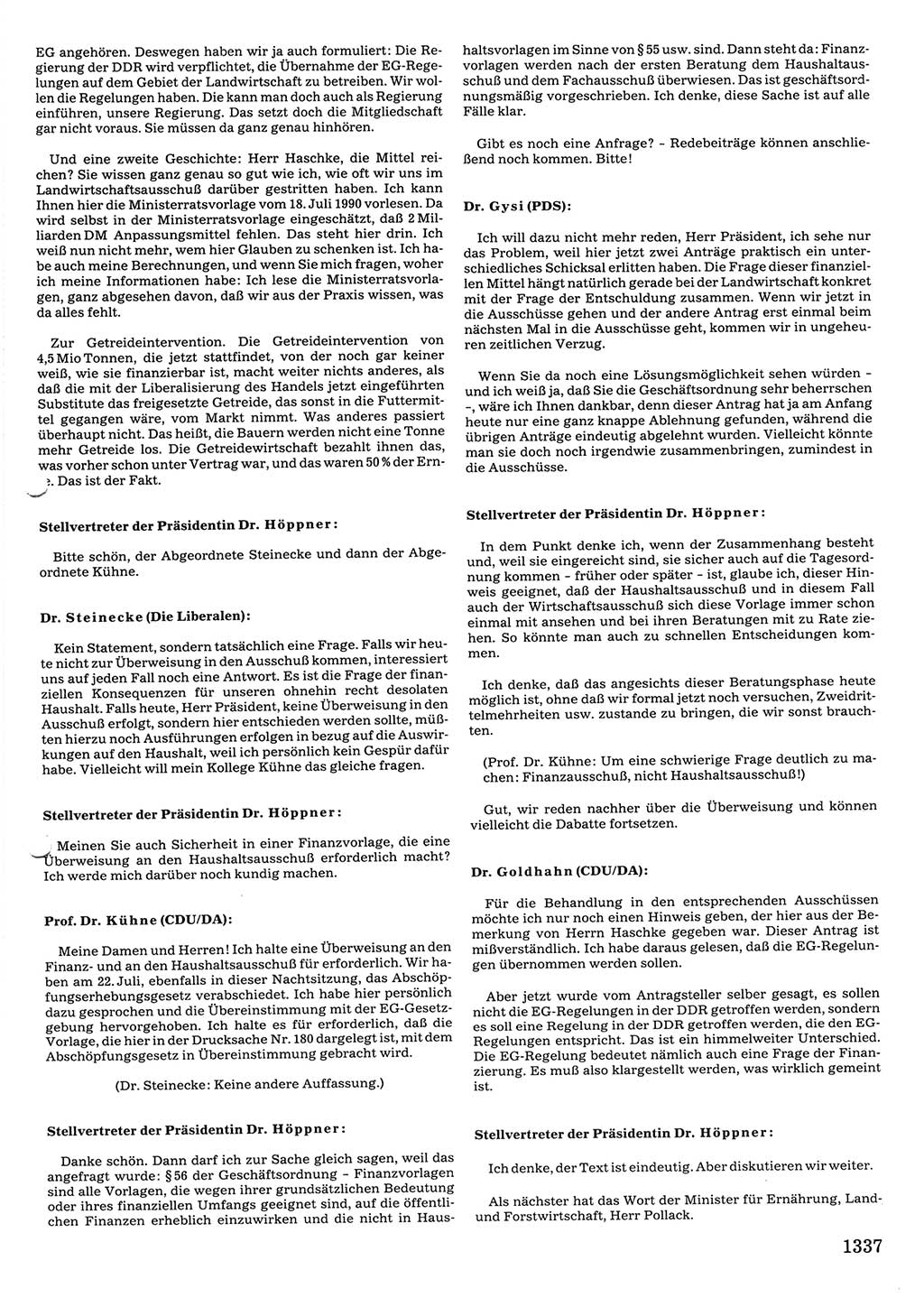 Tagungen der Volkskammer (VK) der Deutschen Demokratischen Republik (DDR), 10. Wahlperiode 1990, Seite 1337 (VK. DDR 10. WP. 1990, Prot. Tg. 1-38, 5.4.-2.10.1990, S. 1337)