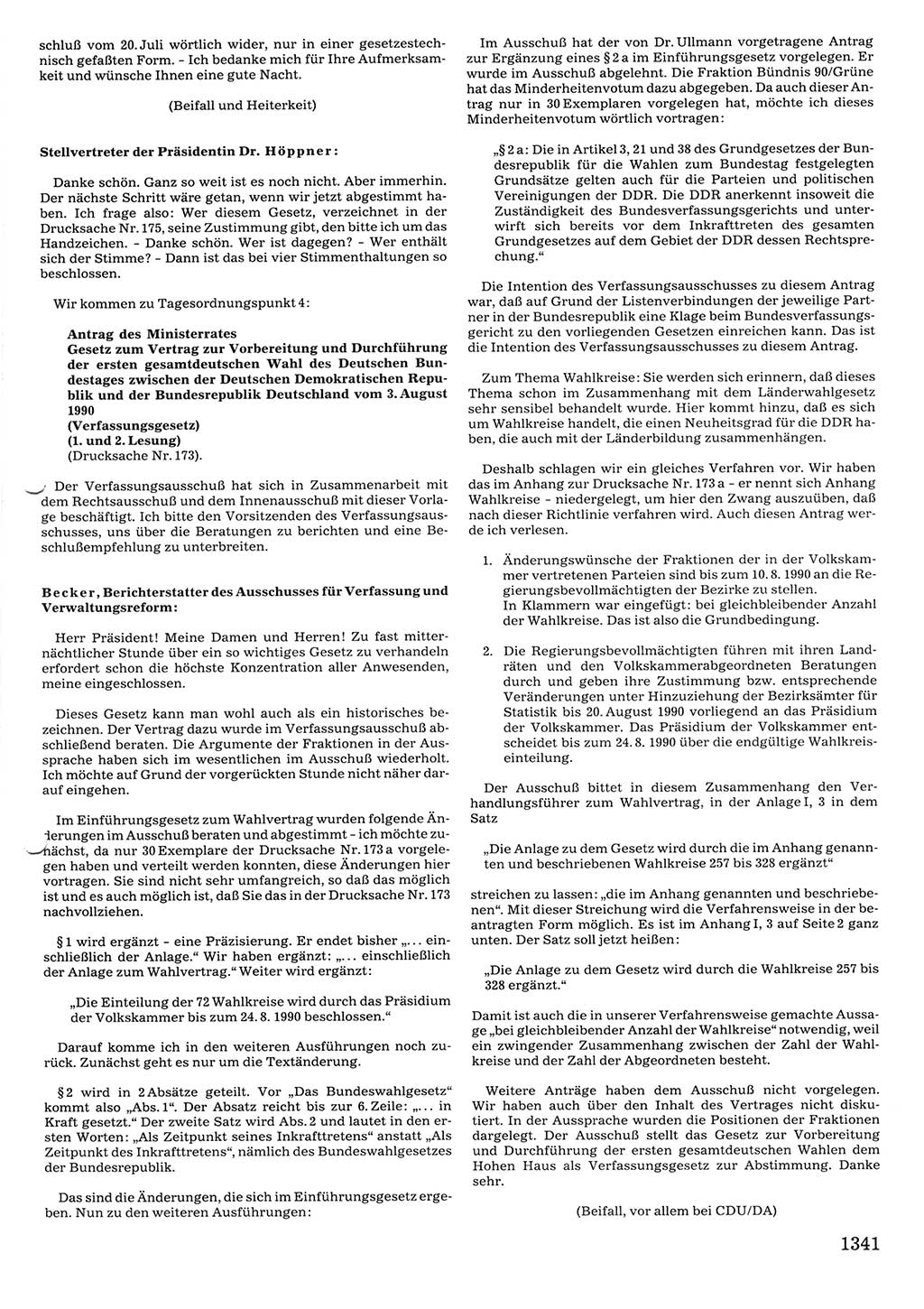 Tagungen der Volkskammer (VK) der Deutschen Demokratischen Republik (DDR), 10. Wahlperiode 1990, Seite 1341 (VK. DDR 10. WP. 1990, Prot. Tg. 1-38, 5.4.-2.10.1990, S. 1341)