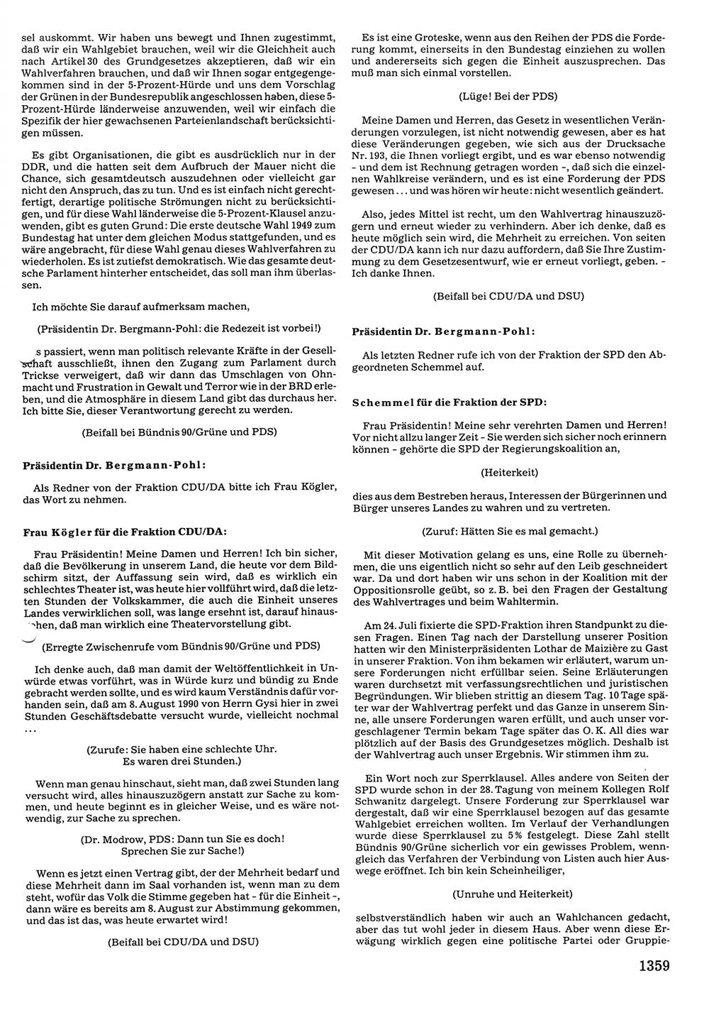 Tagungen der Volkskammer (VK) der Deutschen Demokratischen Republik (DDR), 10. Wahlperiode 1990, Seite 1359 (VK. DDR 10. WP. 1990, Prot. Tg. 1-38, 5.4.-2.10.1990, S. 1359)