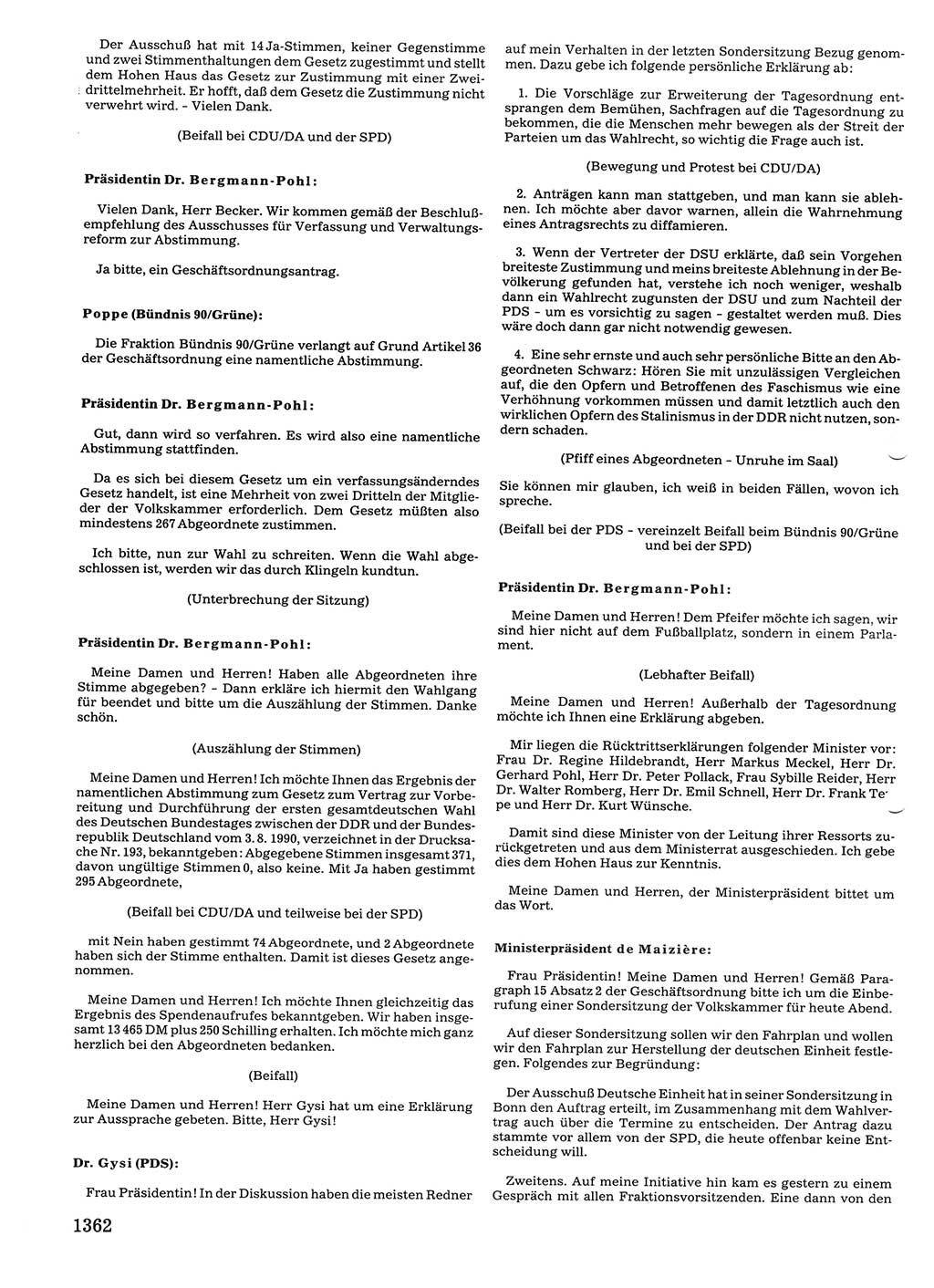 Tagungen der Volkskammer (VK) der Deutschen Demokratischen Republik (DDR), 10. Wahlperiode 1990, Seite 1362 (VK. DDR 10. WP. 1990, Prot. Tg. 1-38, 5.4.-2.10.1990, S. 1362)