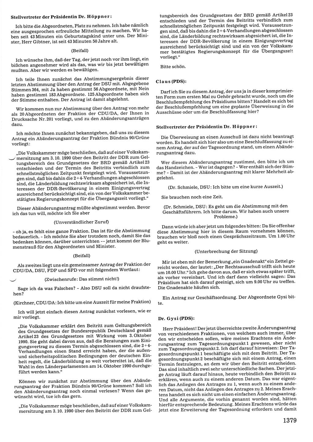 Tagungen der Volkskammer (VK) der Deutschen Demokratischen Republik (DDR), 10. Wahlperiode 1990, Seite 1379 (VK. DDR 10. WP. 1990, Prot. Tg. 1-38, 5.4.-2.10.1990, S. 1379)