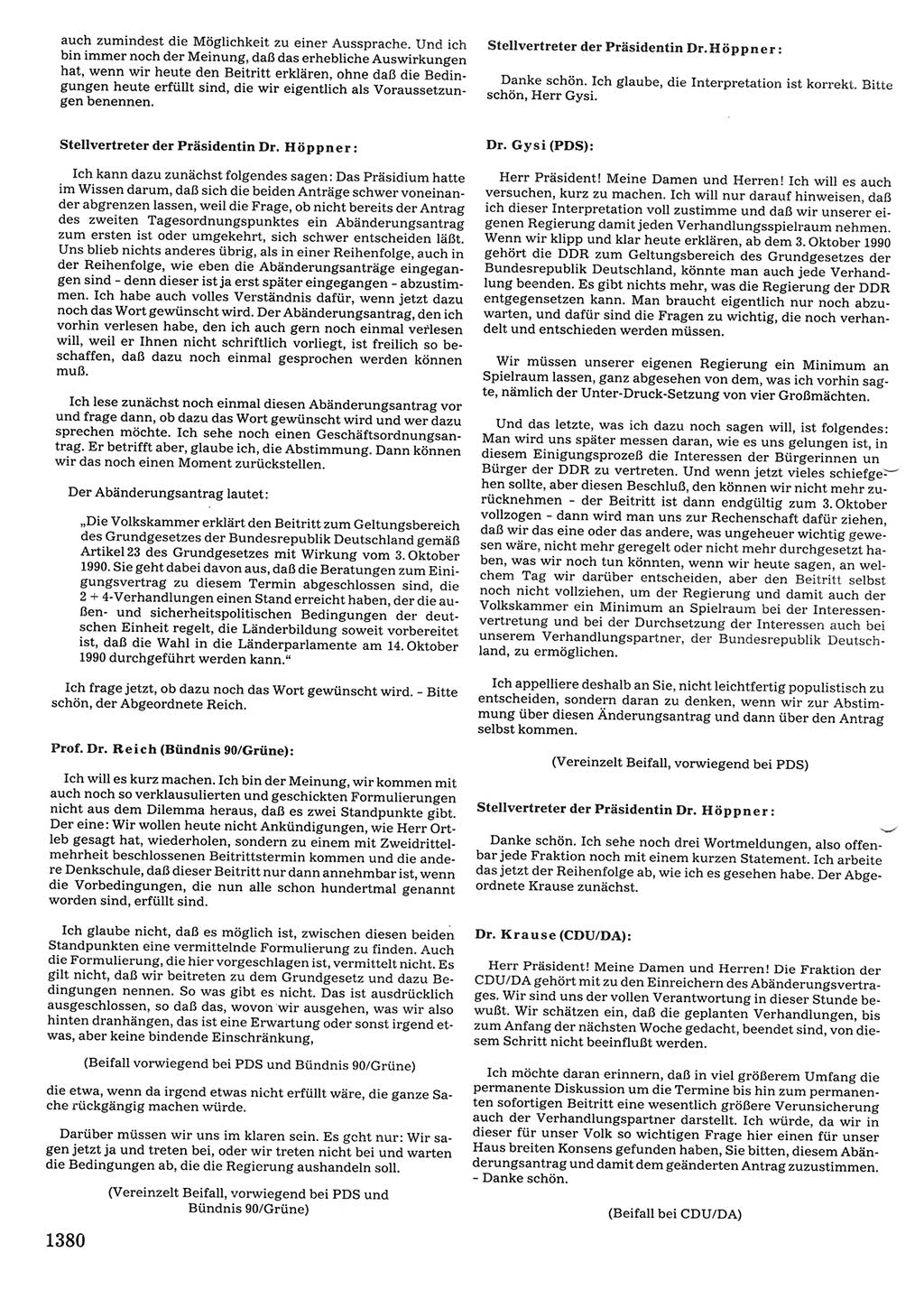 Tagungen der Volkskammer (VK) der Deutschen Demokratischen Republik (DDR), 10. Wahlperiode 1990, Seite 1380 (VK. DDR 10. WP. 1990, Prot. Tg. 1-38, 5.4.-2.10.1990, S. 1380)