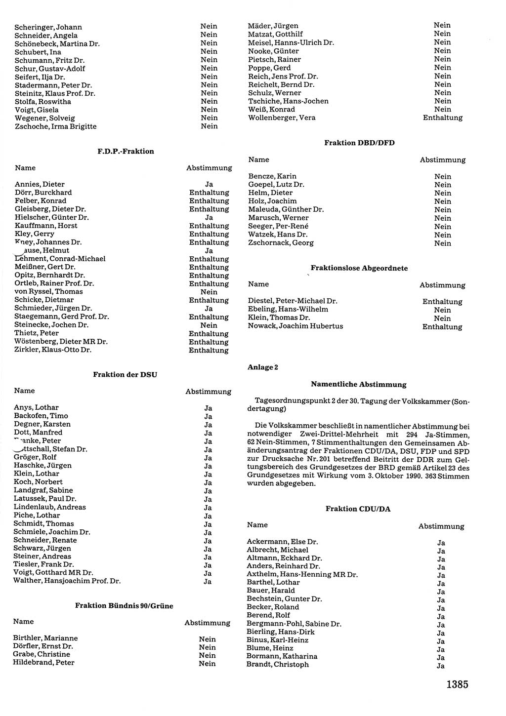 Tagungen der Volkskammer (VK) der Deutschen Demokratischen Republik (DDR), 10. Wahlperiode 1990, Seite 1385 (VK. DDR 10. WP. 1990, Prot. Tg. 1-38, 5.4.-2.10.1990, S. 1385)