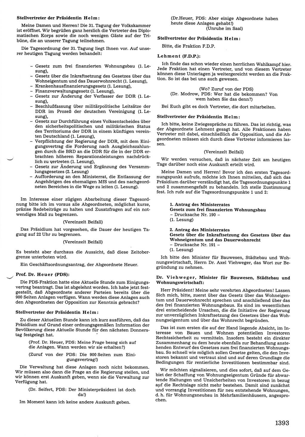 Tagungen der Volkskammer (VK) der Deutschen Demokratischen Republik (DDR), 10. Wahlperiode 1990, Seite 1393 (VK. DDR 10. WP. 1990, Prot. Tg. 1-38, 5.4.-2.10.1990, S. 1393)