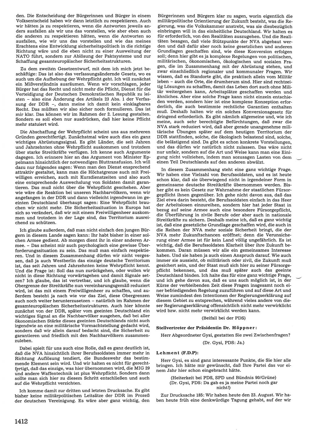 Tagungen der Volkskammer (VK) der Deutschen Demokratischen Republik (DDR), 10. Wahlperiode 1990, Seite 1412 (VK. DDR 10. WP. 1990, Prot. Tg. 1-38, 5.4.-2.10.1990, S. 1412)