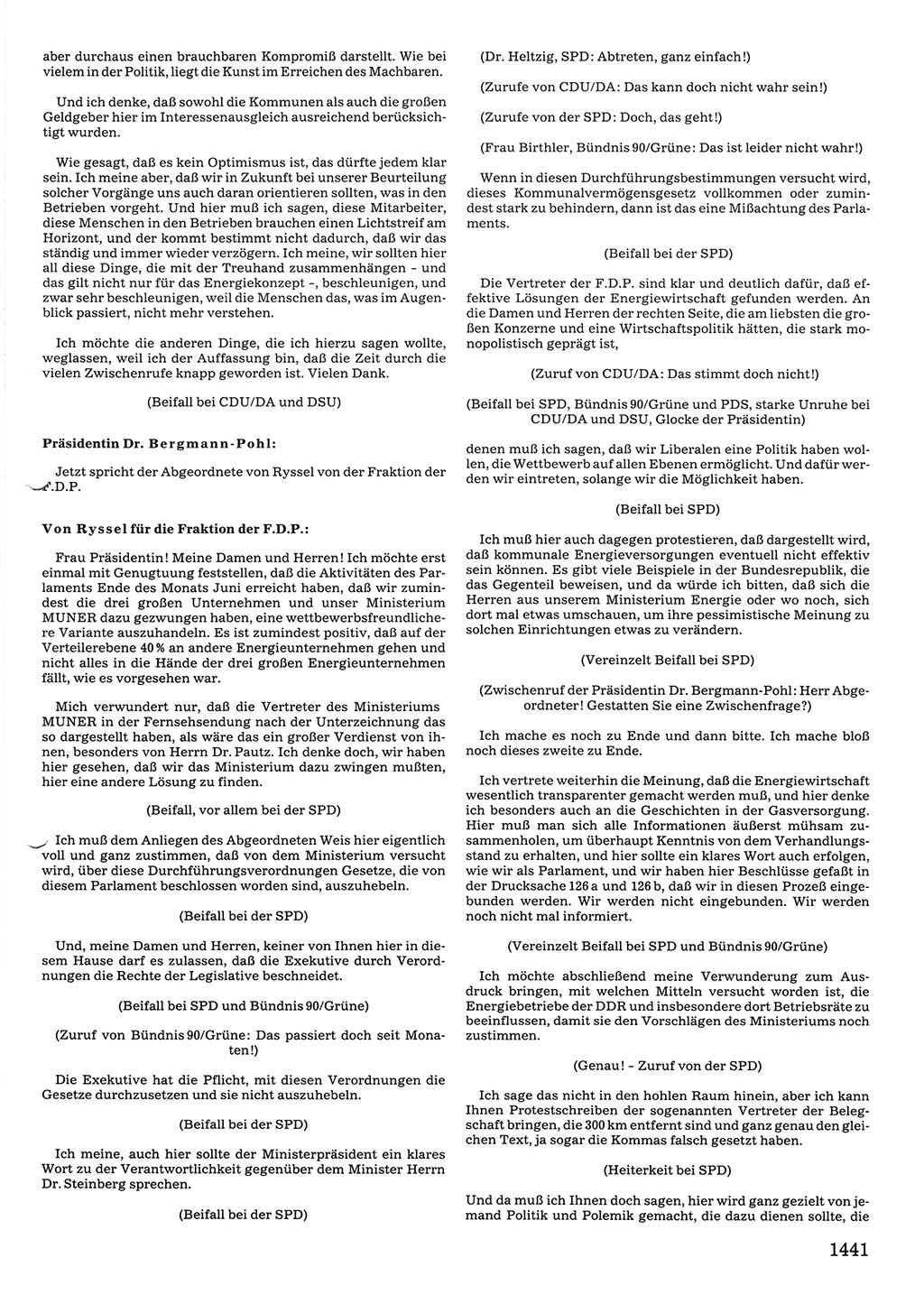 Tagungen der Volkskammer (VK) der Deutschen Demokratischen Republik (DDR), 10. Wahlperiode 1990, Seite 1441 (VK. DDR 10. WP. 1990, Prot. Tg. 1-38, 5.4.-2.10.1990, S. 1441)