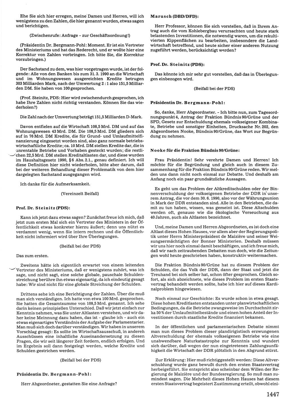 Tagungen der Volkskammer (VK) der Deutschen Demokratischen Republik (DDR), 10. Wahlperiode 1990, Seite 1447 (VK. DDR 10. WP. 1990, Prot. Tg. 1-38, 5.4.-2.10.1990, S. 1447)